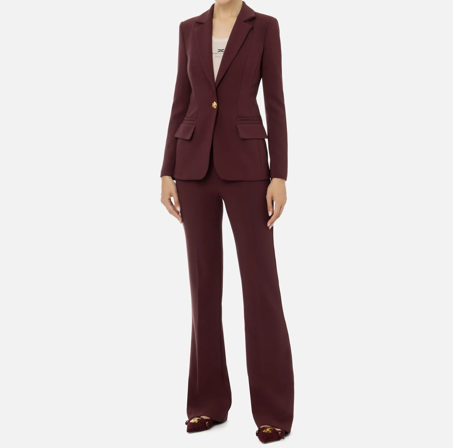 Elisabetta Franchi Tailleur | Stretch crêpe suit with fitted jacket and straight trousers