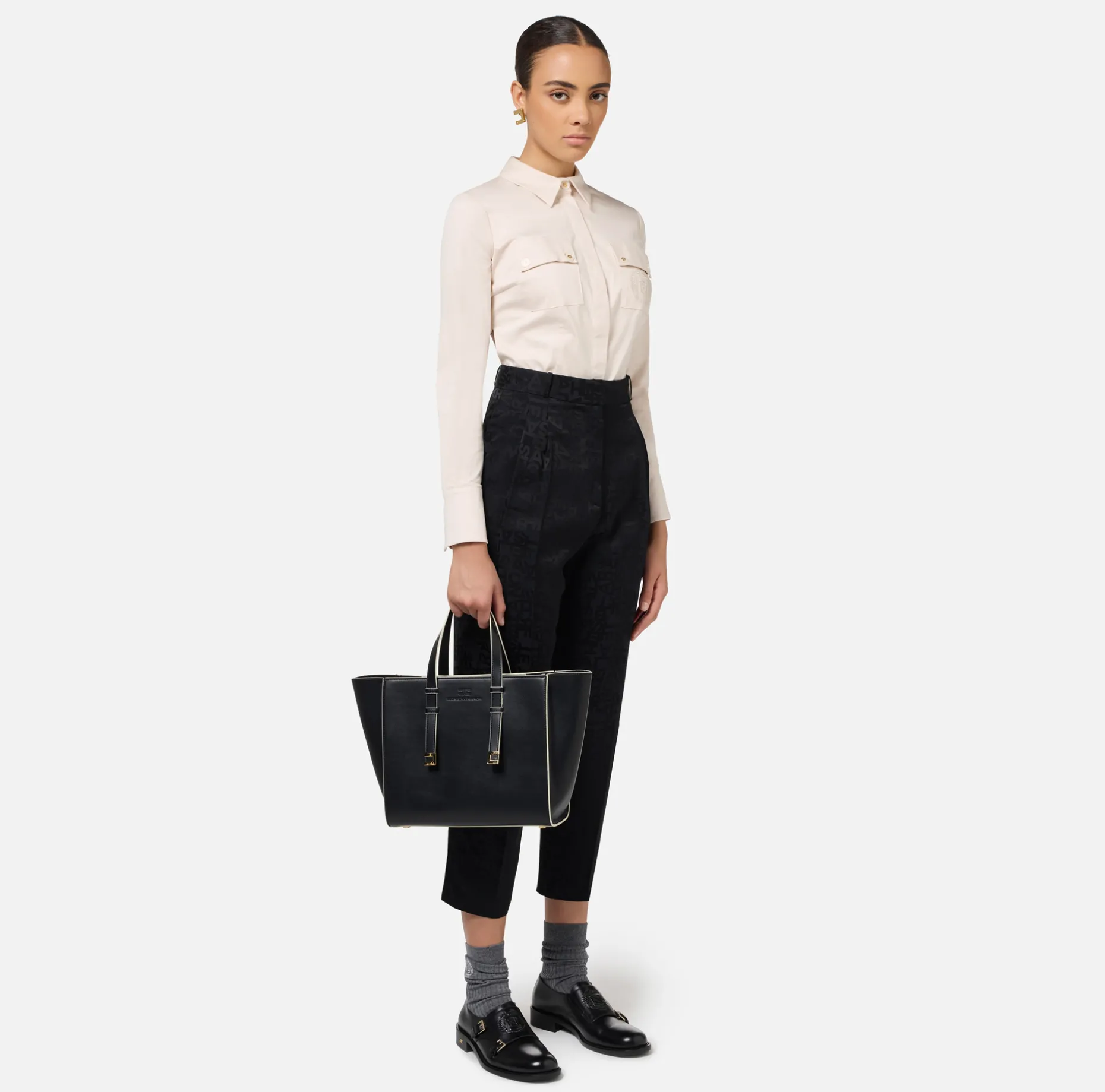 Elisabetta Franchi Shirts And Blouses | Top And T-Shirts | Stretch poplin bodysuit-style shirt with cut-out