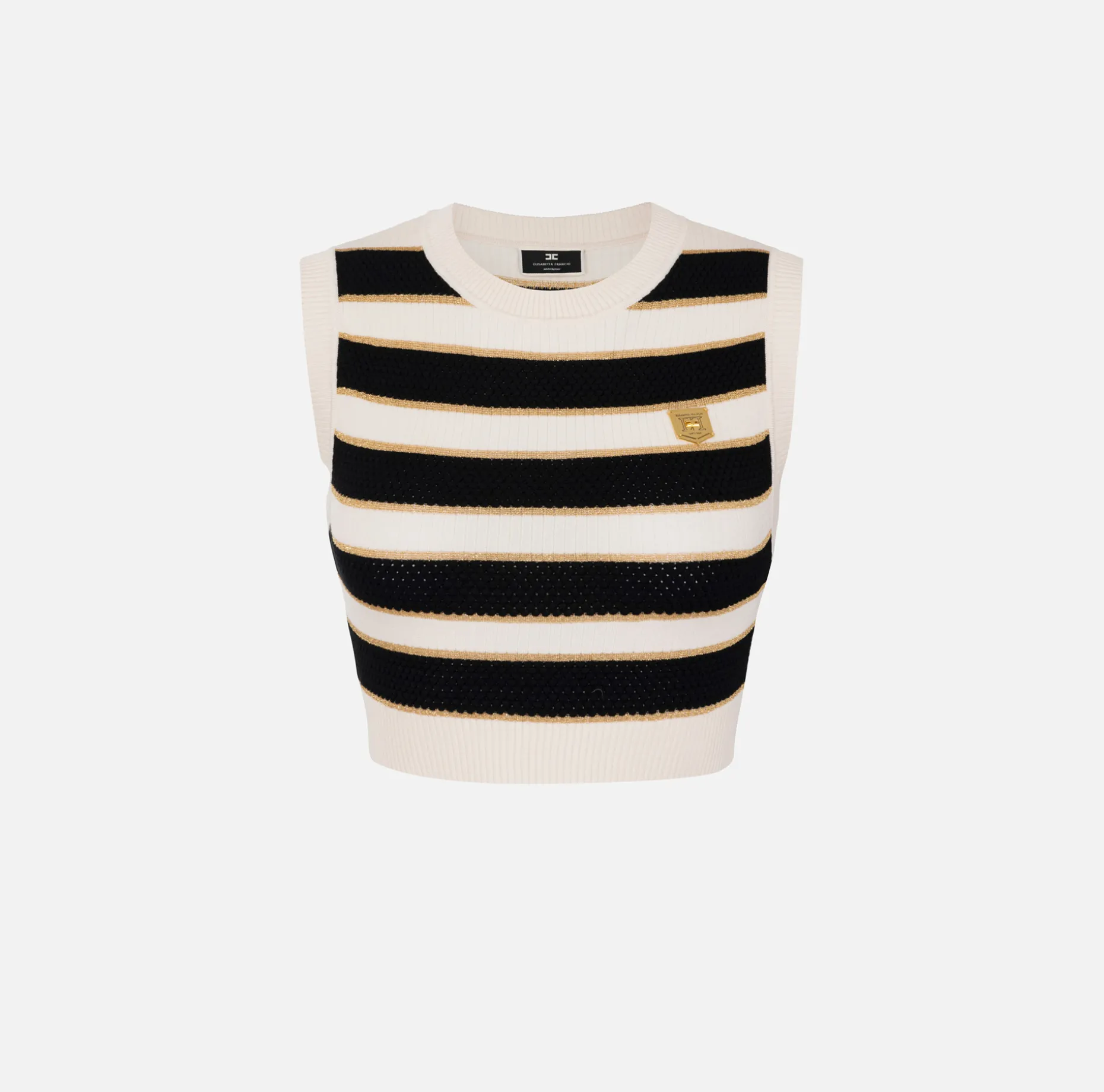 Elisabetta Franchi Top And T-Shirts | Striped lurex viscose cropped top