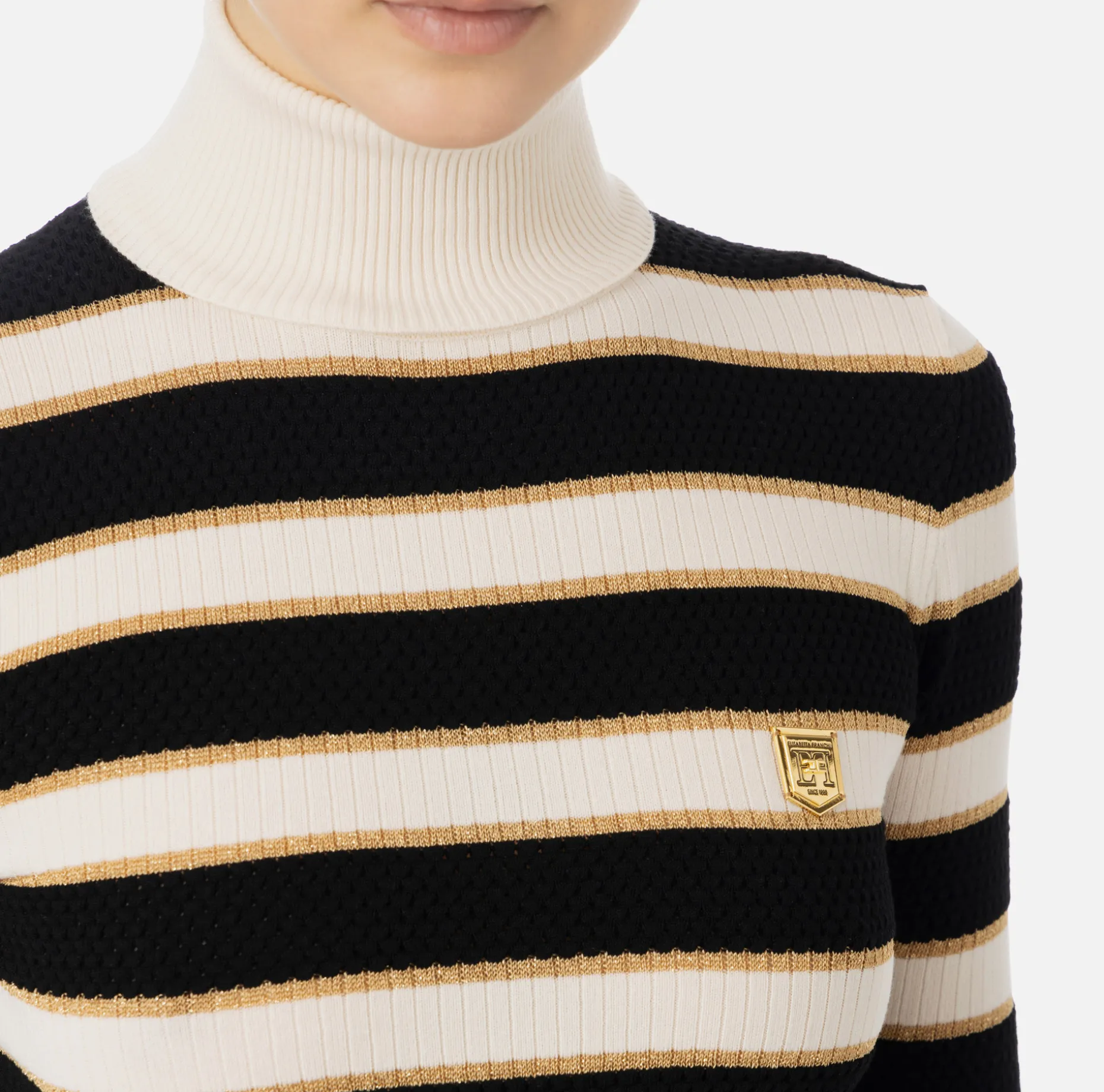 Elisabetta Franchi Knitwear And Sweatshirts | Striped lurex viscose cropped top