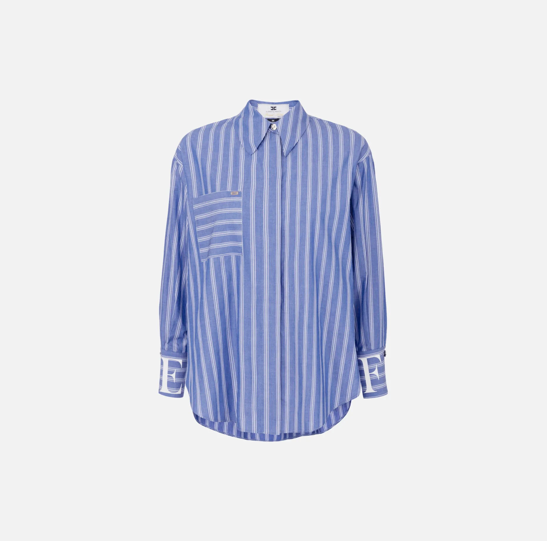 Elisabetta Franchi Shirts And Blouses | Striped poplin shirt with logo on cuffs