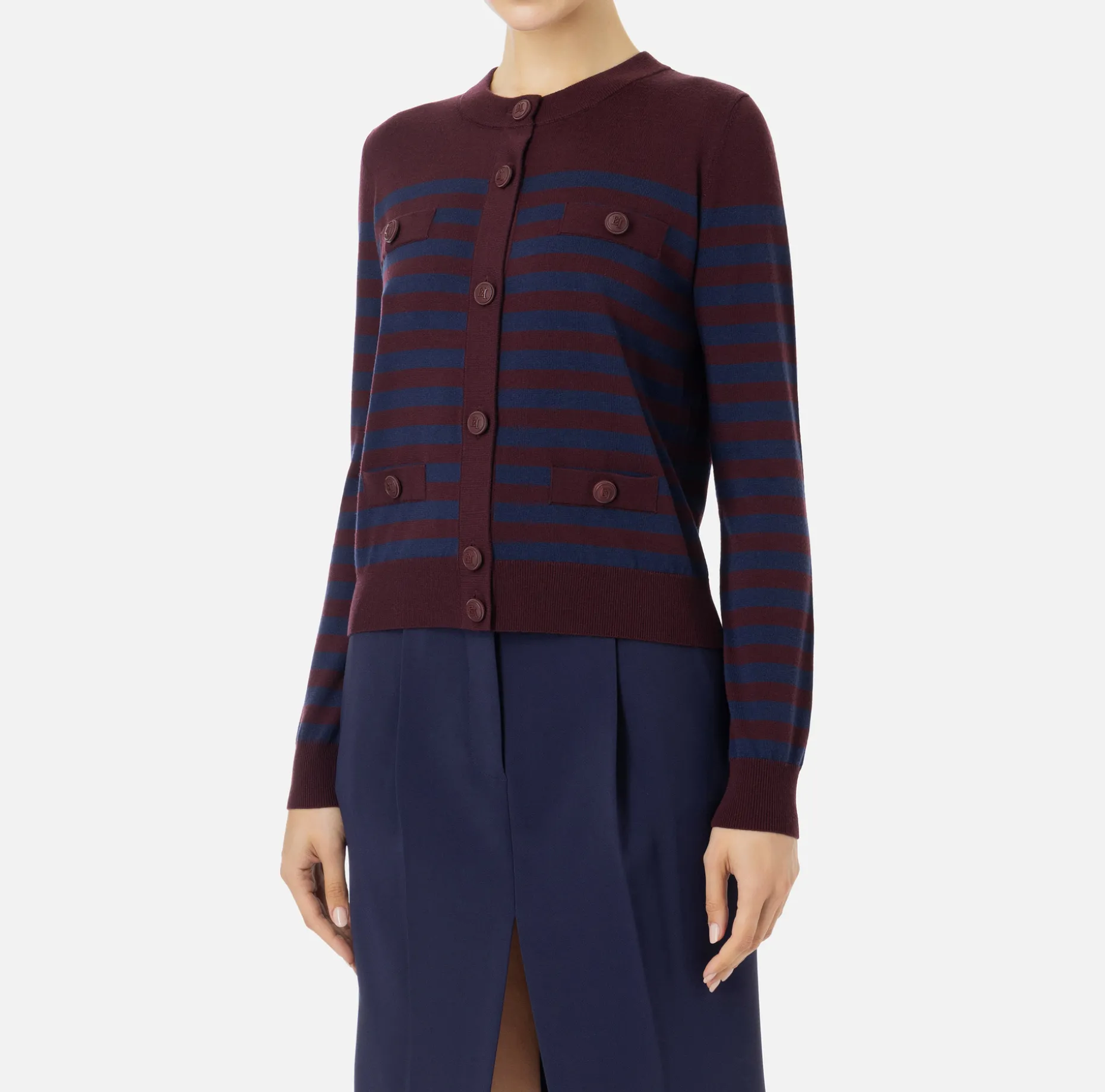 Elisabetta Franchi Knitwear And Sweatshirts | Striped wool cardigan