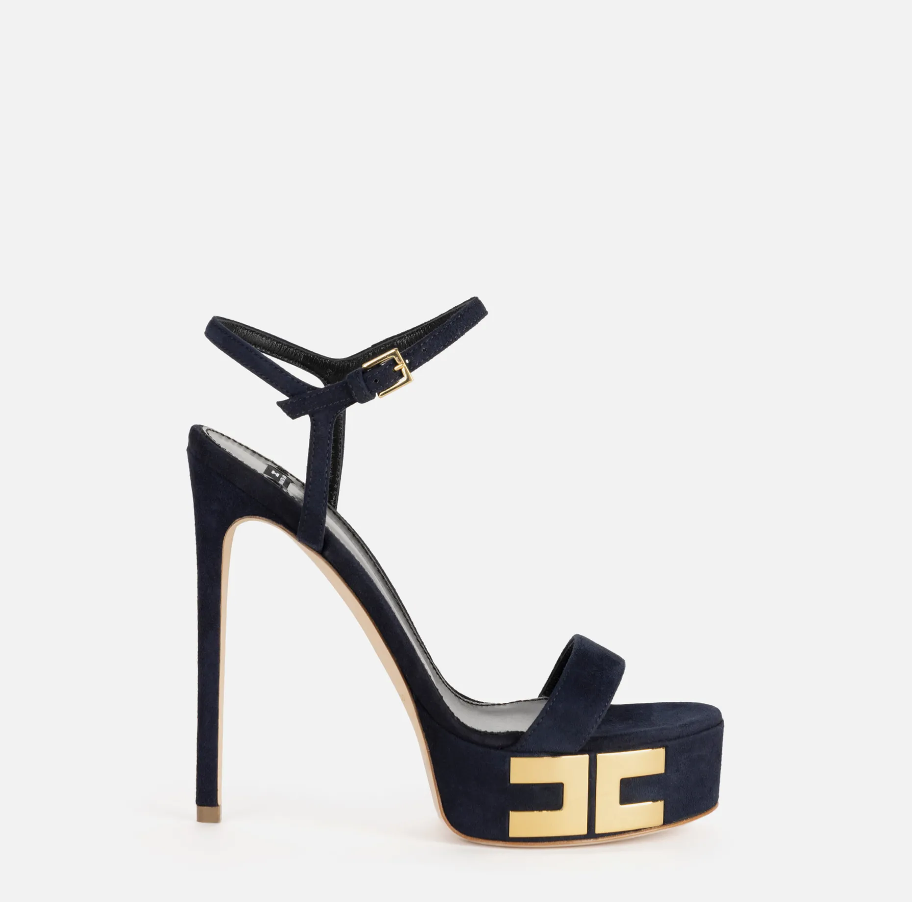 Elisabetta Franchi Sandals | Suede platform sandals with logo