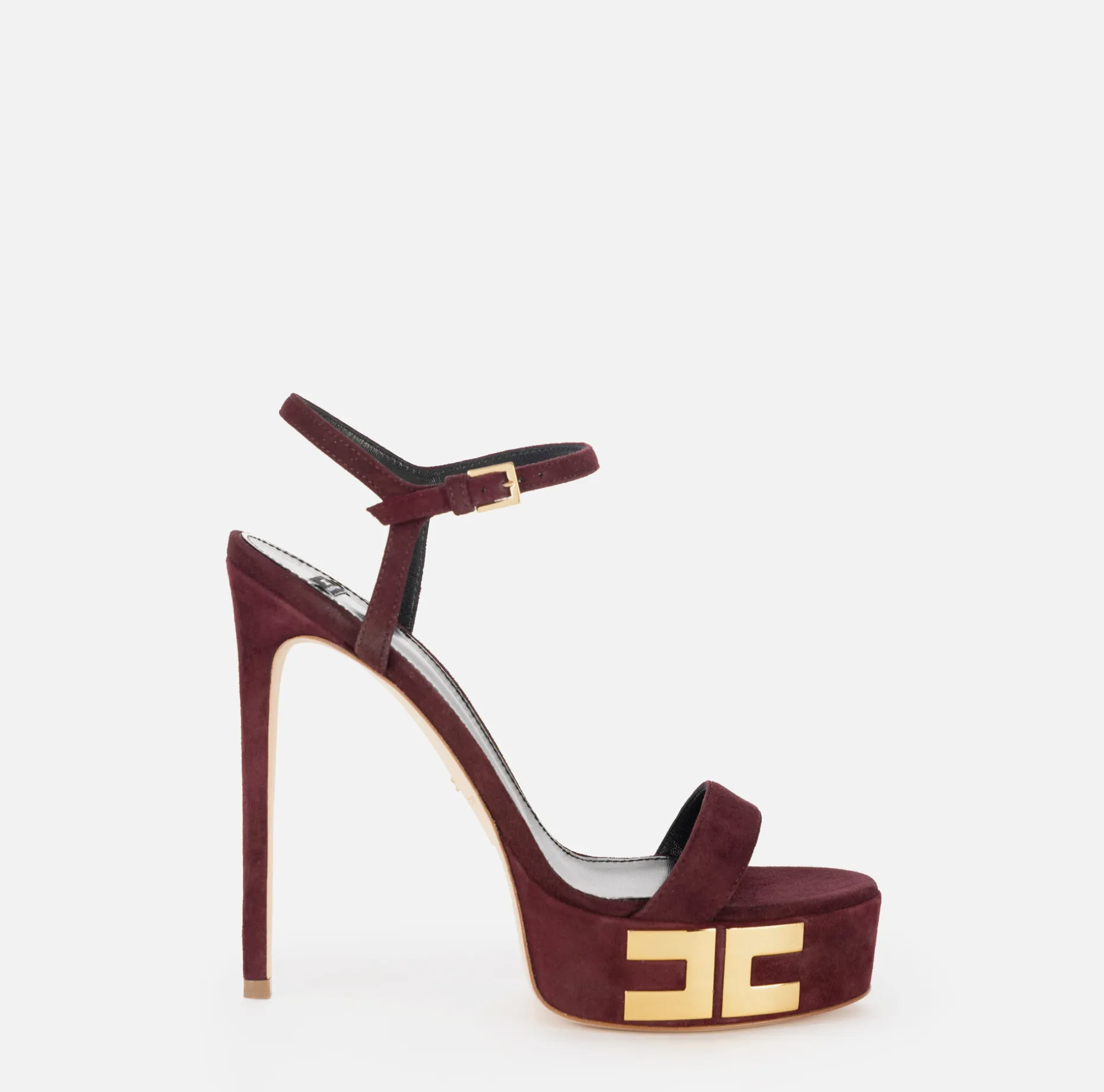 Elisabetta Franchi Sandals | Suede platform sandals with logo