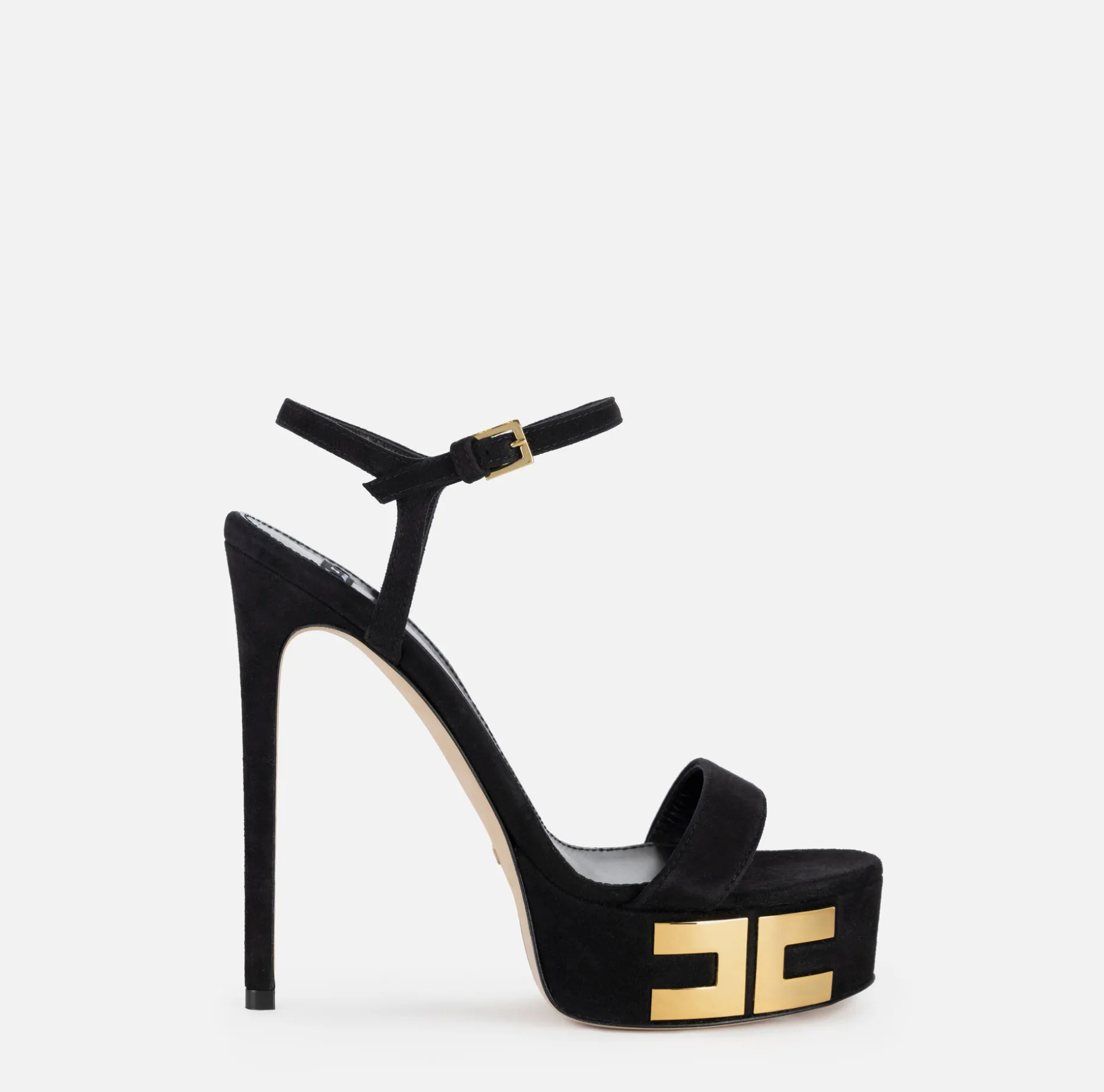 Elisabetta Franchi Sandals | Suede platform sandals with logo