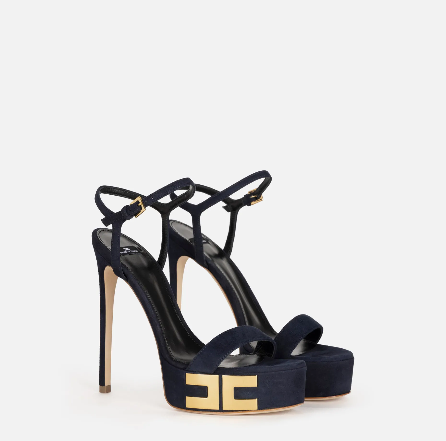 Elisabetta Franchi Sandals | Suede platform sandals with logo