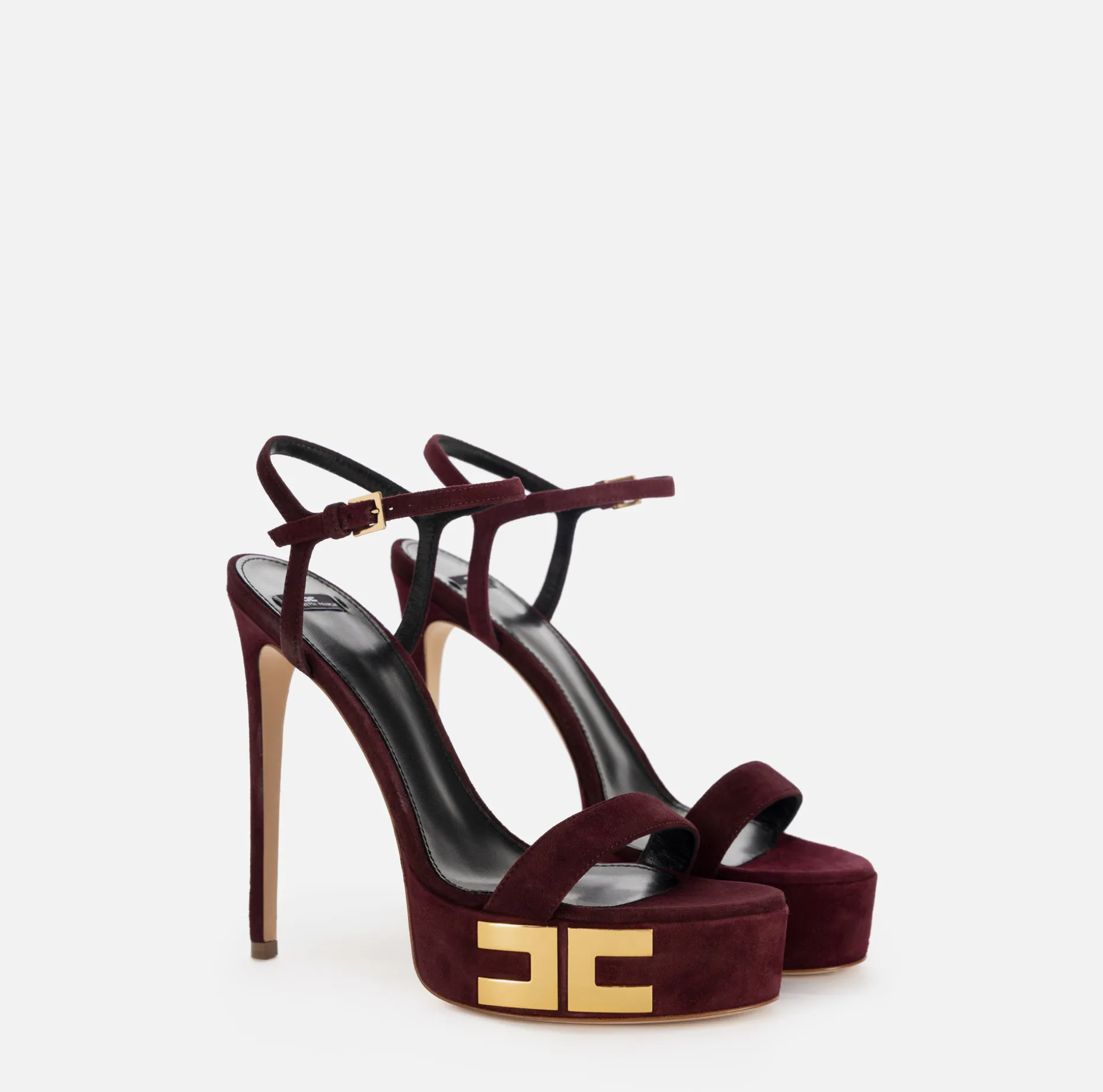 Elisabetta Franchi Sandals | Suede platform sandals with logo