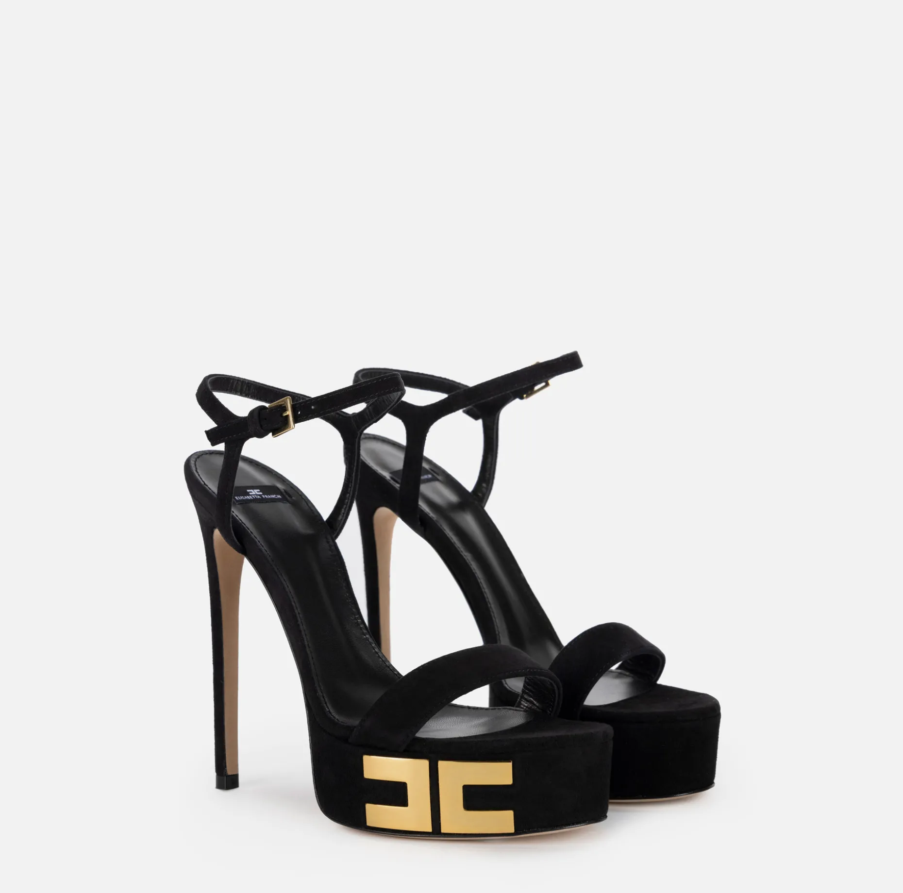 Elisabetta Franchi Sandals | Suede platform sandals with logo