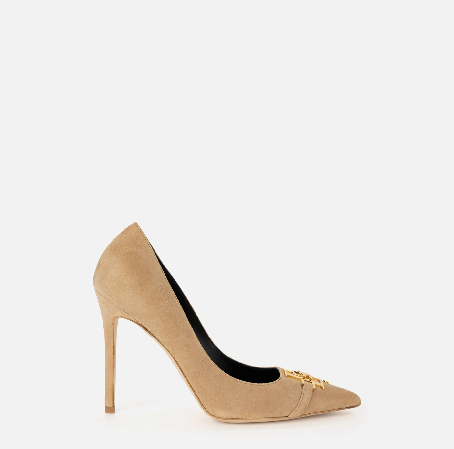 Elisabetta Franchi Pumps | Suede pump with logo plaque