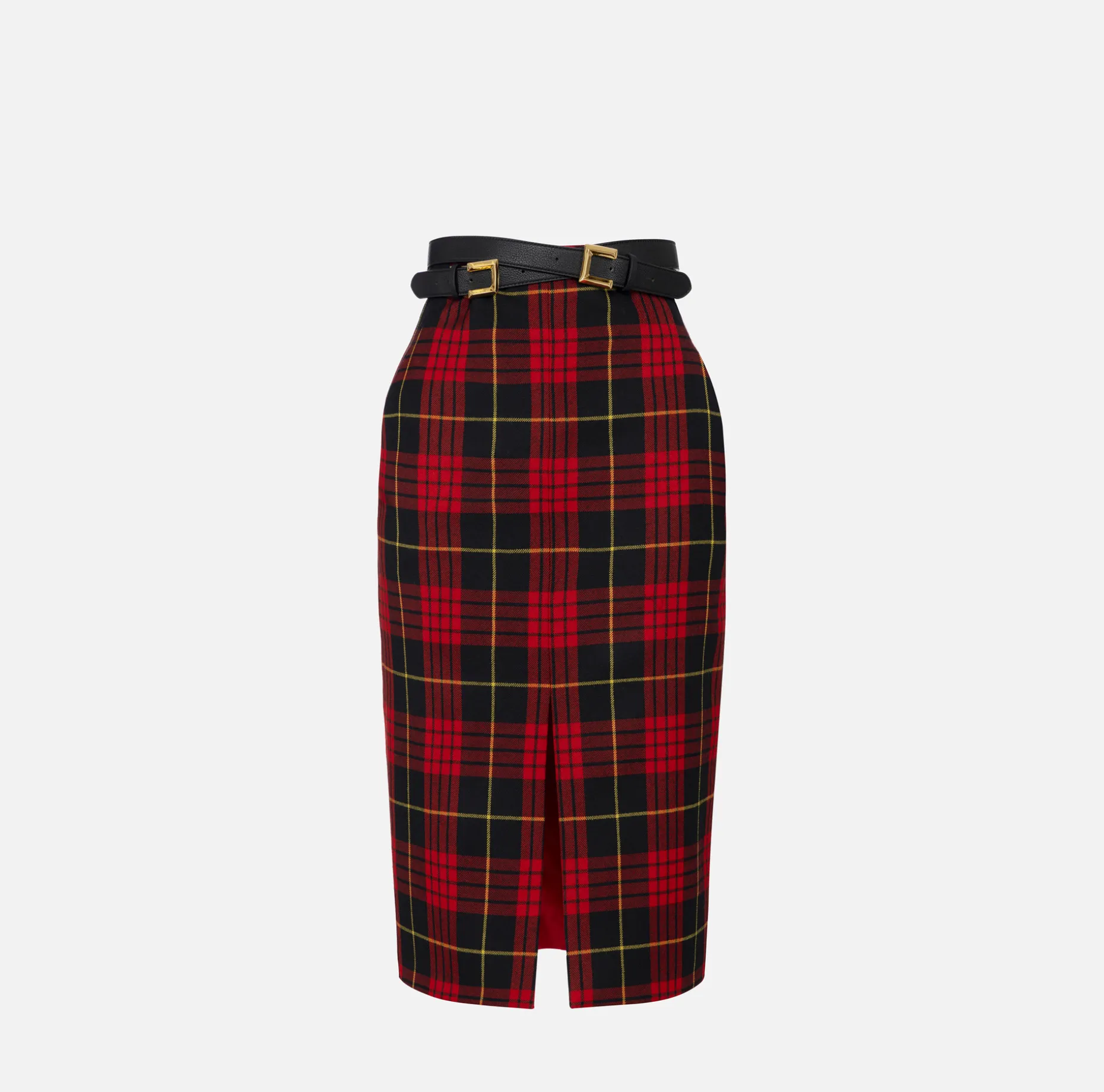 Elisabetta Franchi Skirts | Tartan wool midi skirt with belt