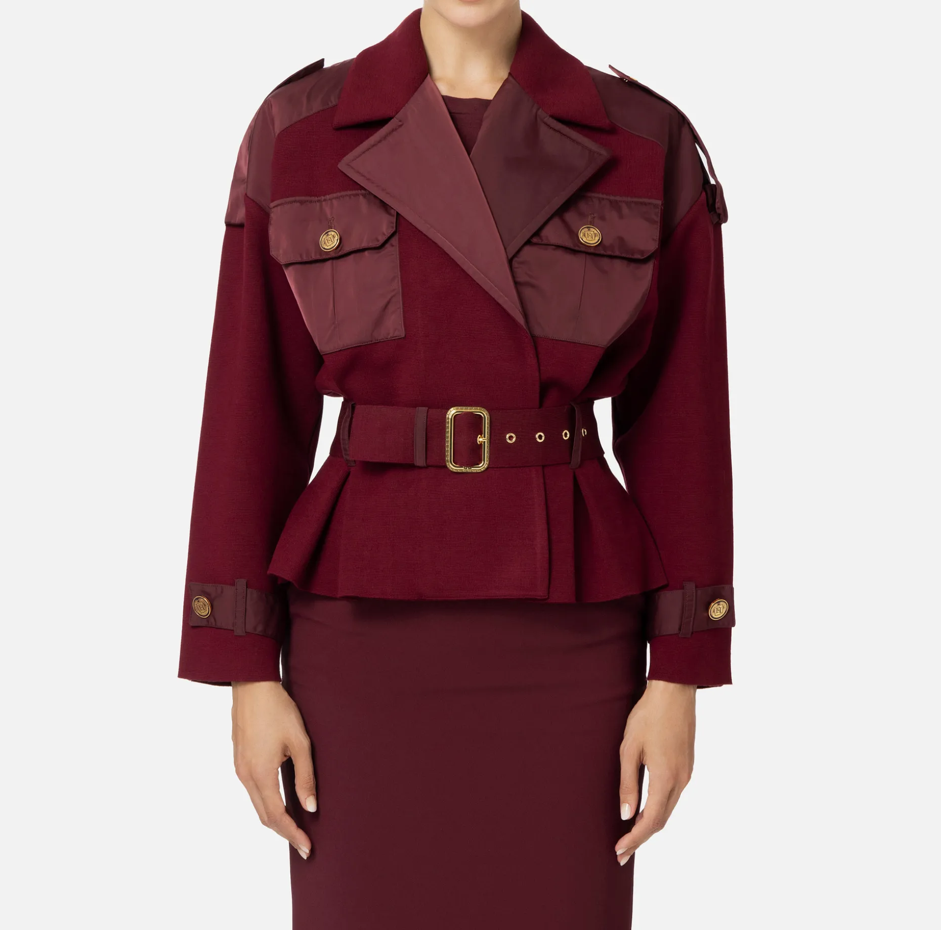 Elisabetta Franchi Jackets And Trench Coats | Trench coat in viscose with voile fabric inserts