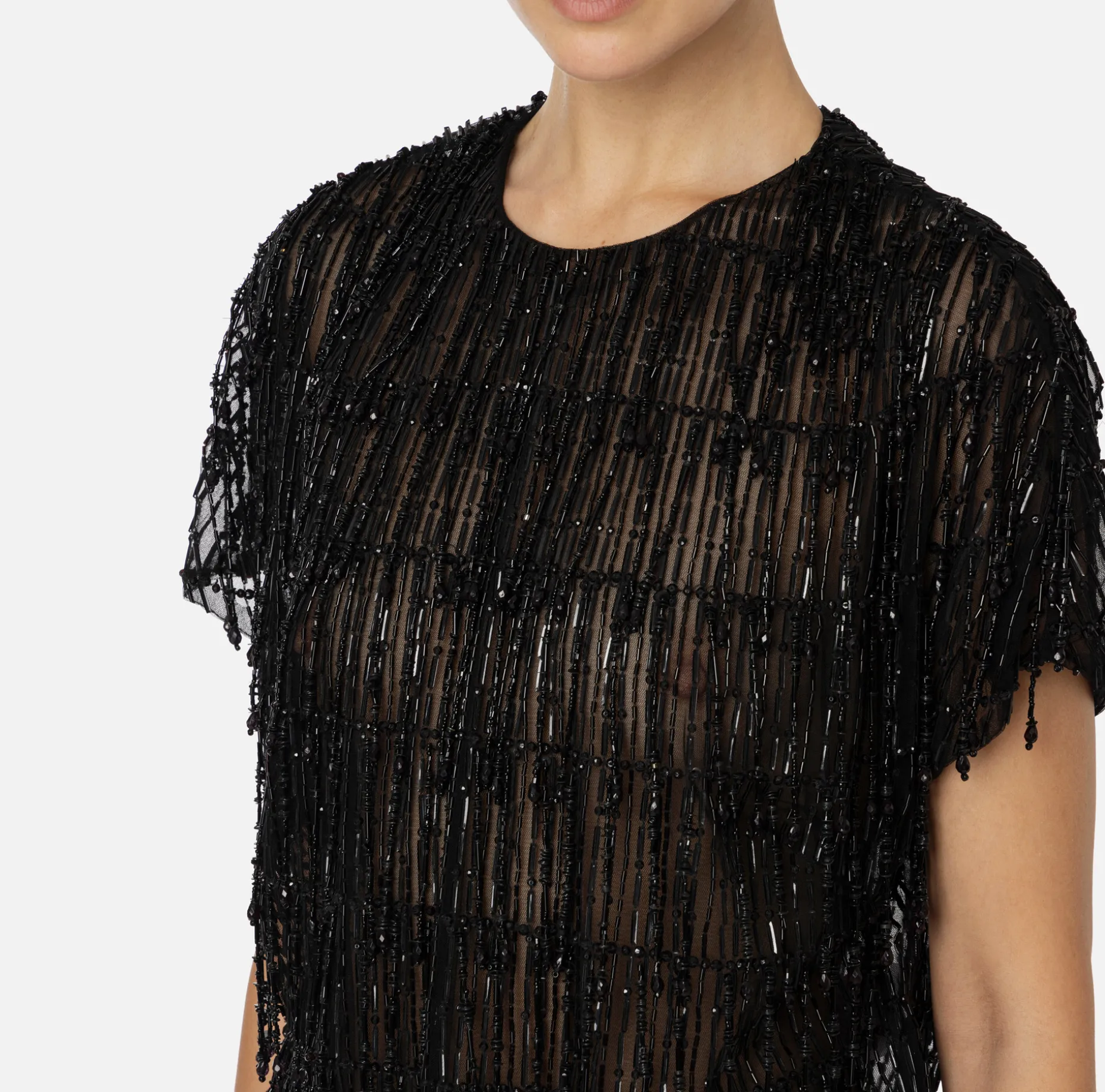 Elisabetta Franchi Top And T-Shirts | Tulle boxy top embroidered with sequins