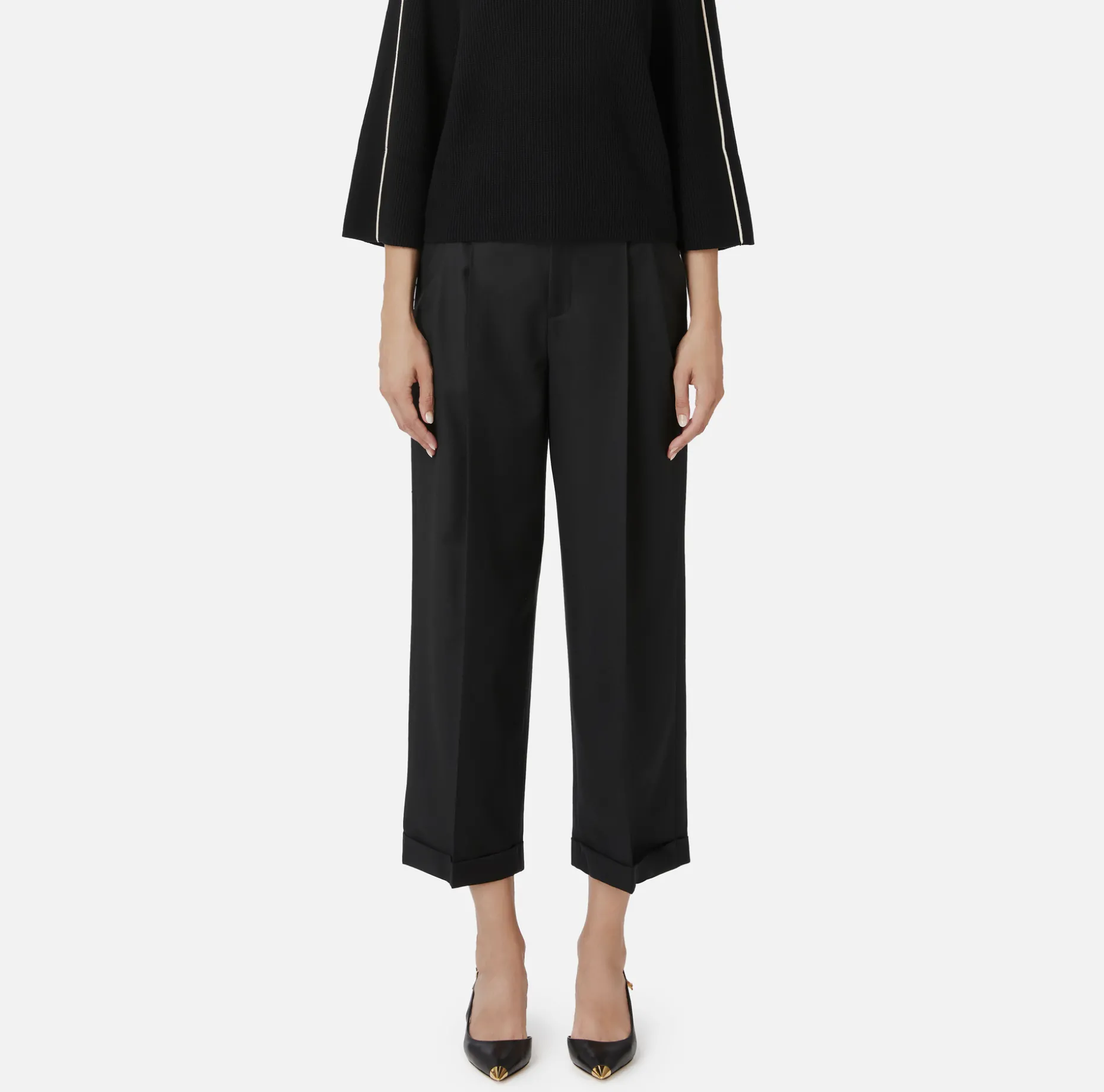 Elisabetta Franchi Trousers And Shorts | Turned-up trousers in cool wool with darts