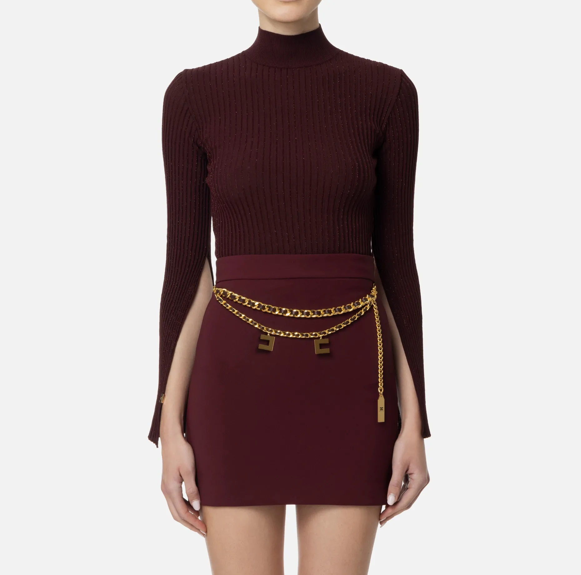 Elisabetta Franchi Knitwear And Sweatshirts | Turtleneck in narrow-ribbed lurex and viscose fabric