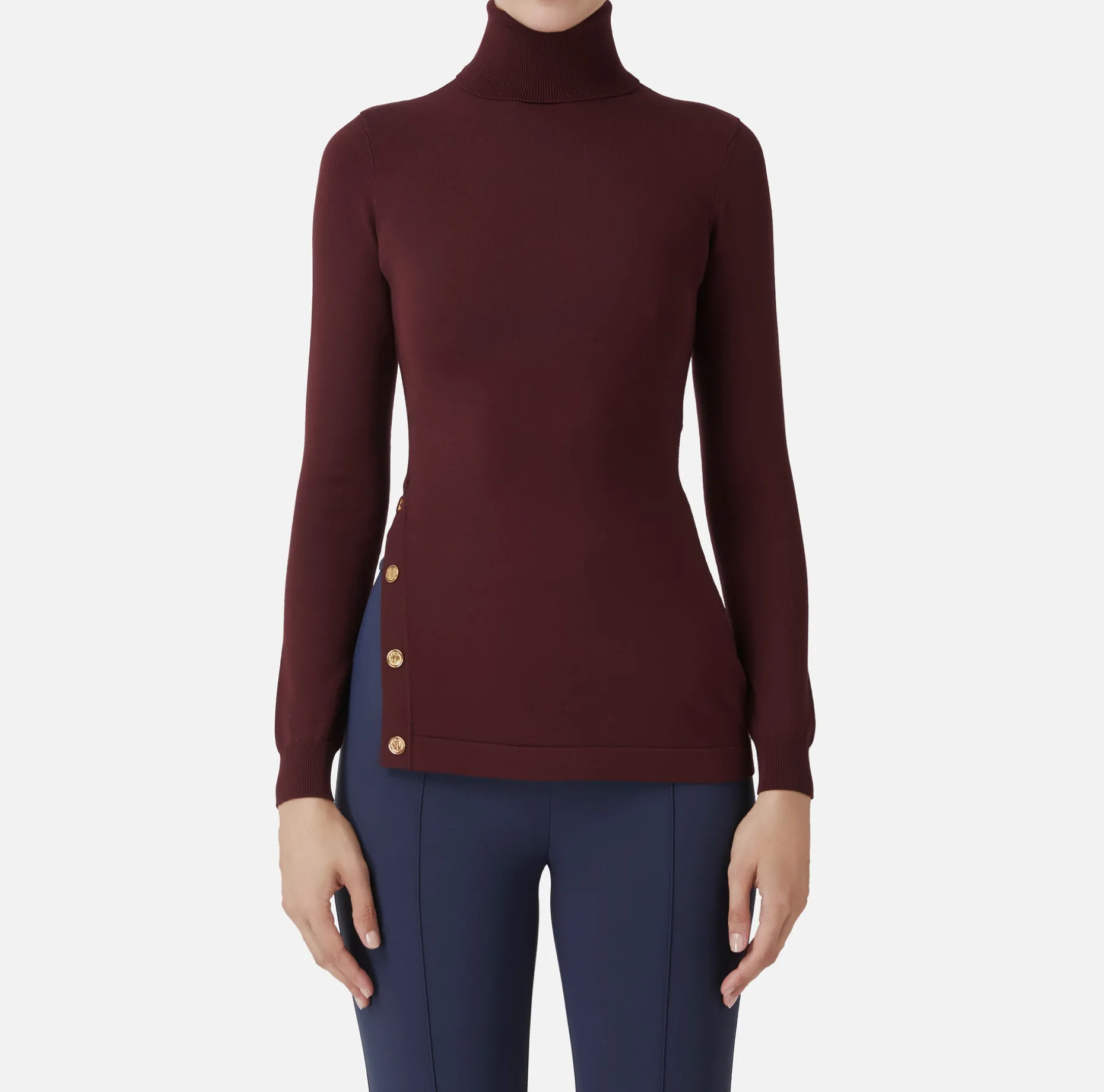 Elisabetta Franchi Knitwear And Sweatshirts | Turtleneck in viscose fabric with buttons on the side