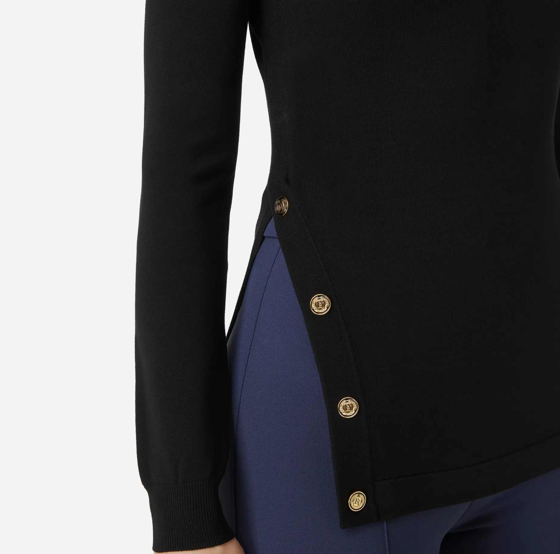 Elisabetta Franchi Knitwear And Sweatshirts | Turtleneck in viscose fabric with buttons on the side