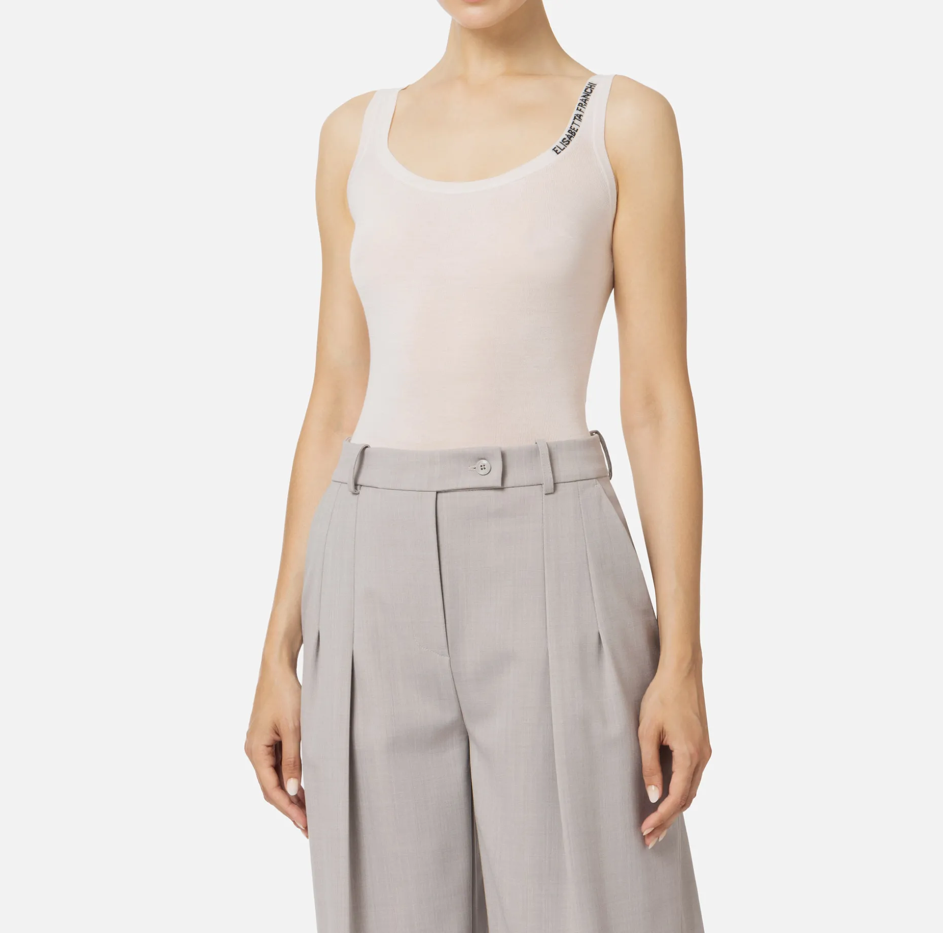 Elisabetta Franchi Top And T-Shirts | Turtleneck top in merino wool fabric with jacquard logo