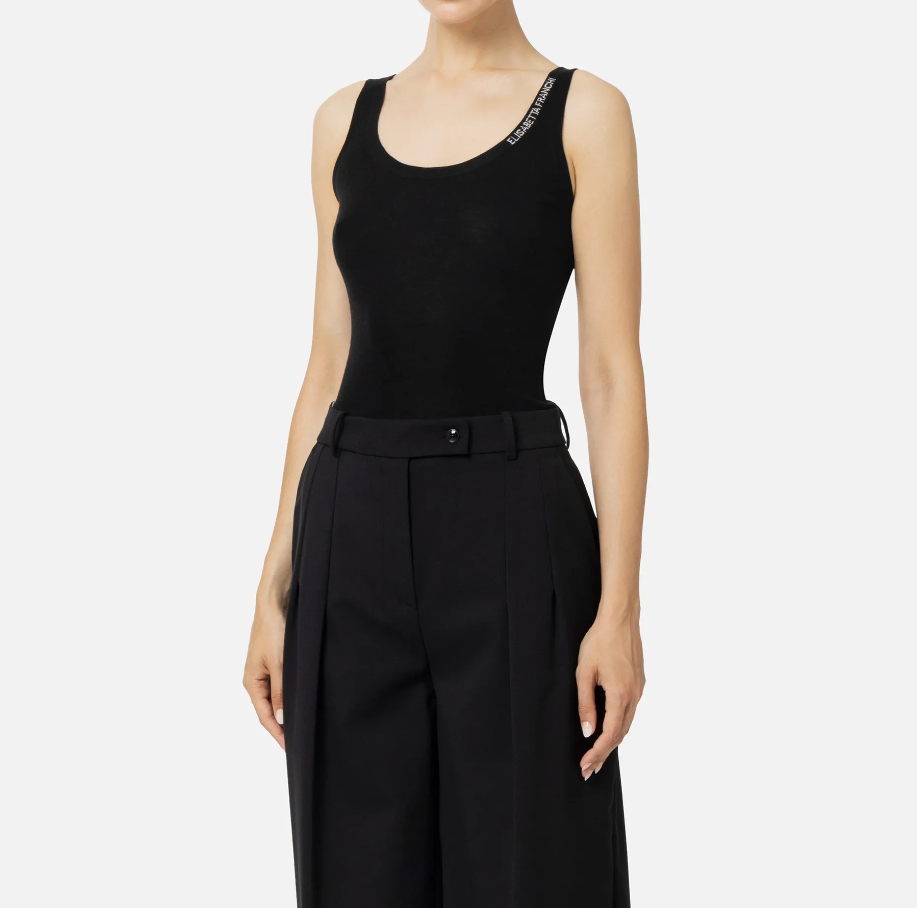 Elisabetta Franchi Top And T-Shirts | Turtleneck top in merino wool fabric with jacquard logo