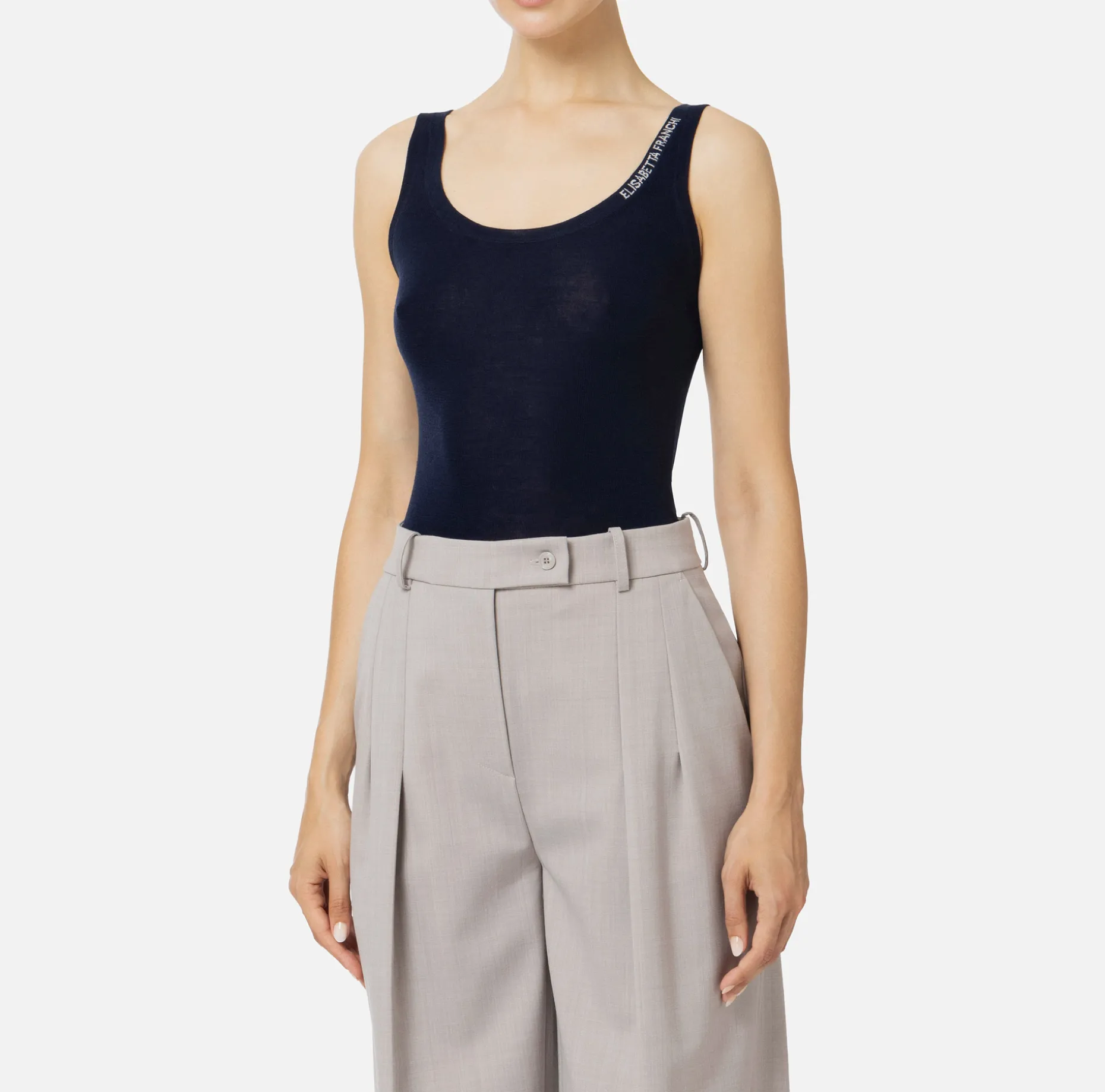 Elisabetta Franchi Top And T-Shirts | Turtleneck top in merino wool fabric with jacquard logo