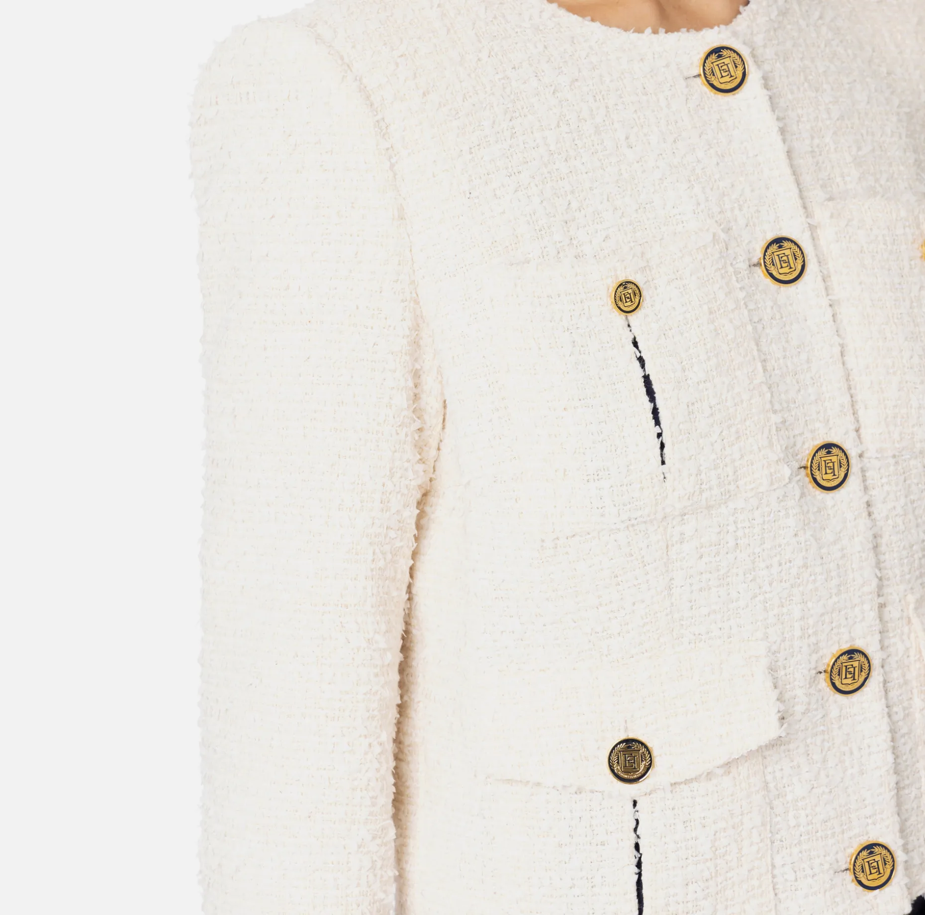 Elisabetta Franchi Jackets And Trench Coats | Tweed cropped jacket with pockets