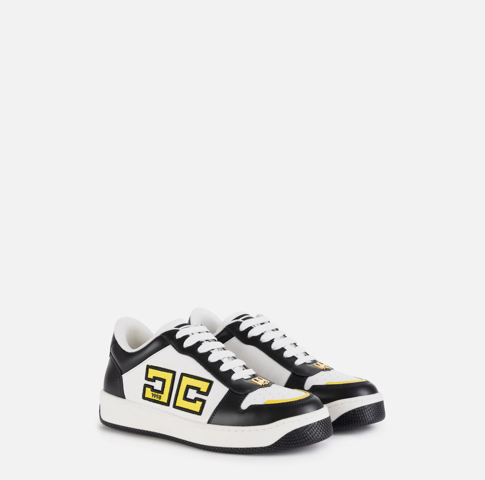 Elisabetta Franchi Sneakers & Flat Shoes | Two-colour logo leather sneakers