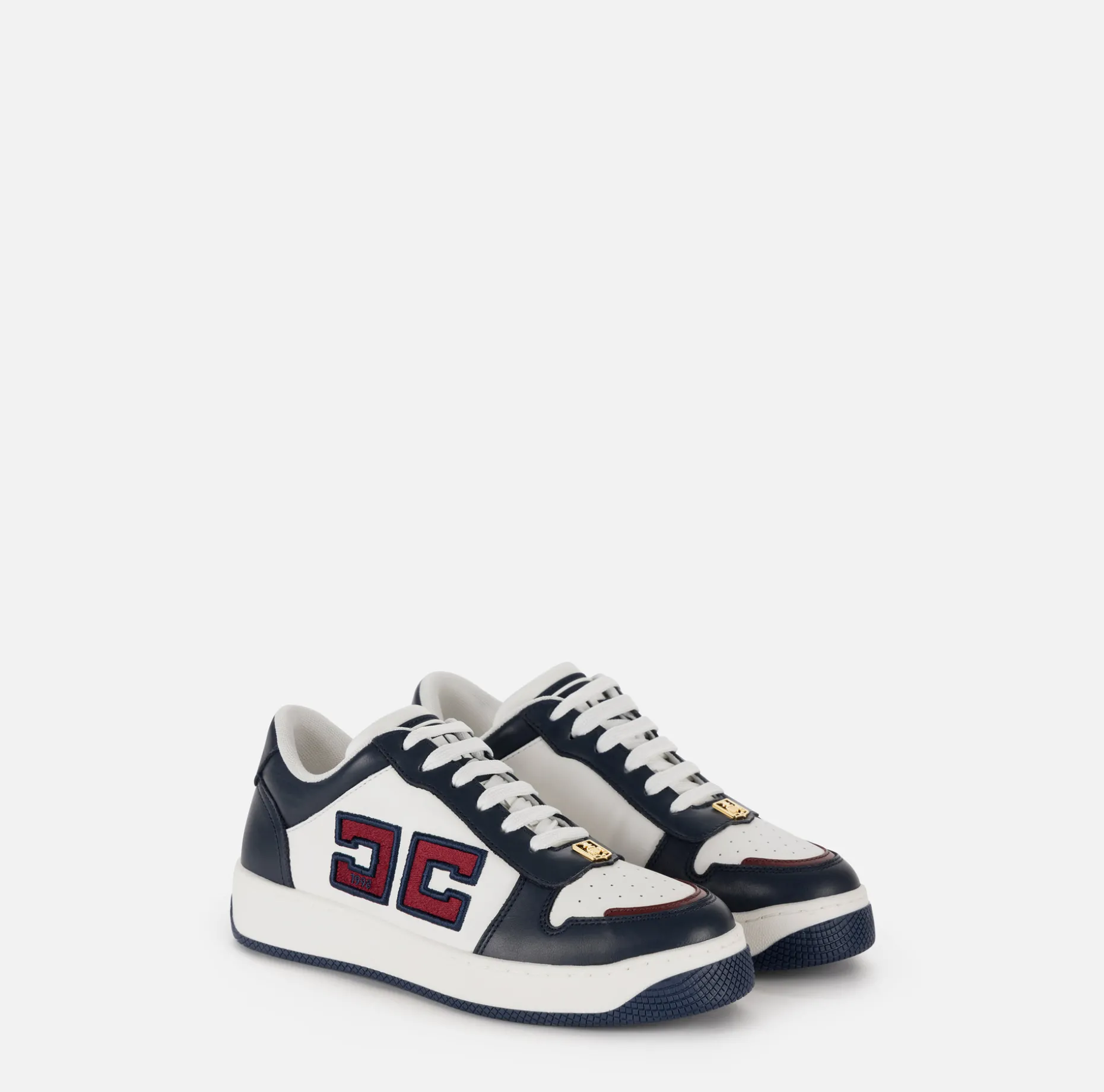 Elisabetta Franchi Sneakers & Flat Shoes | Two-colour logo leather sneakers