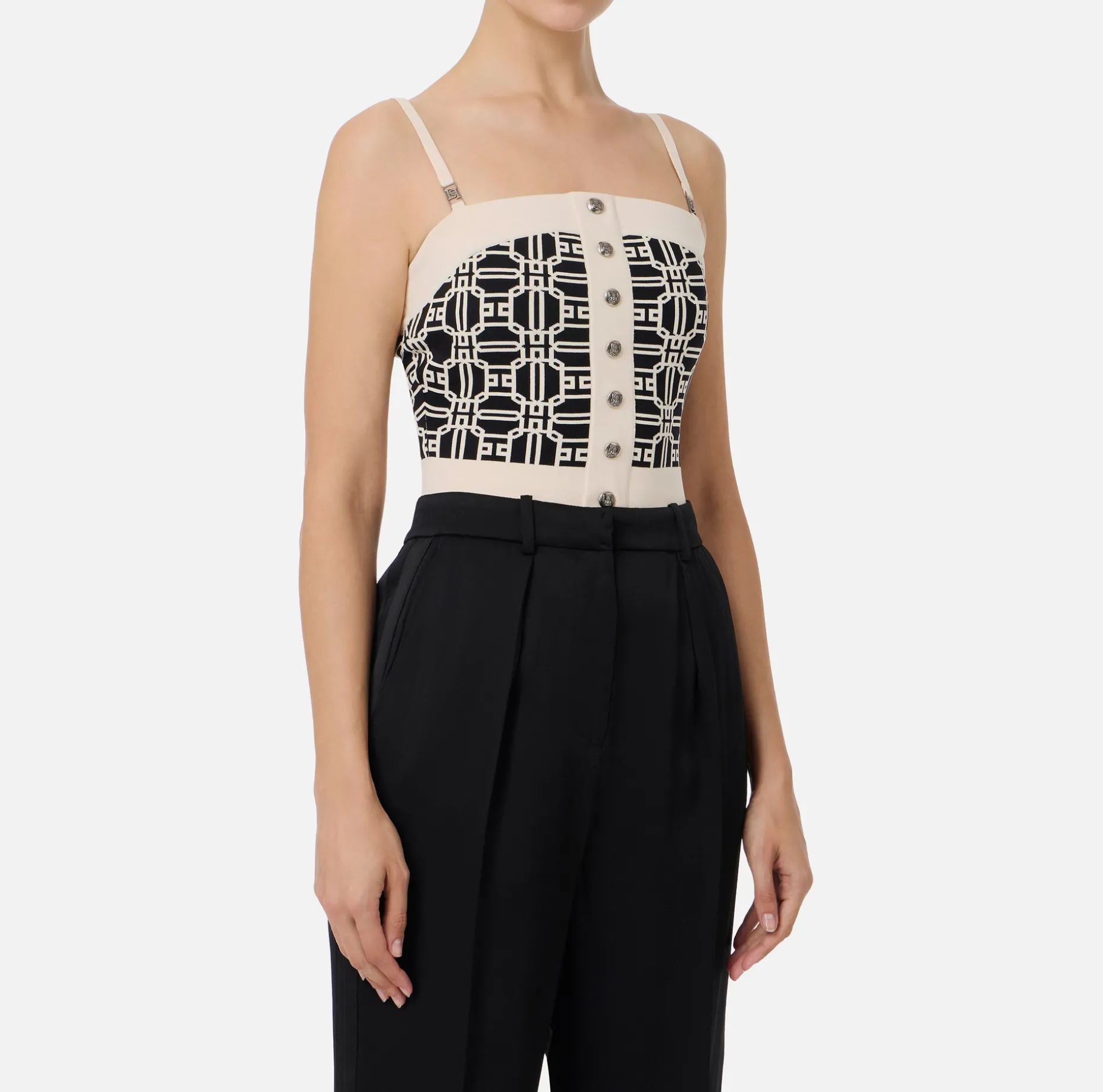 Elisabetta Franchi Top And T-Shirts | Viscose blend jacquard logo top