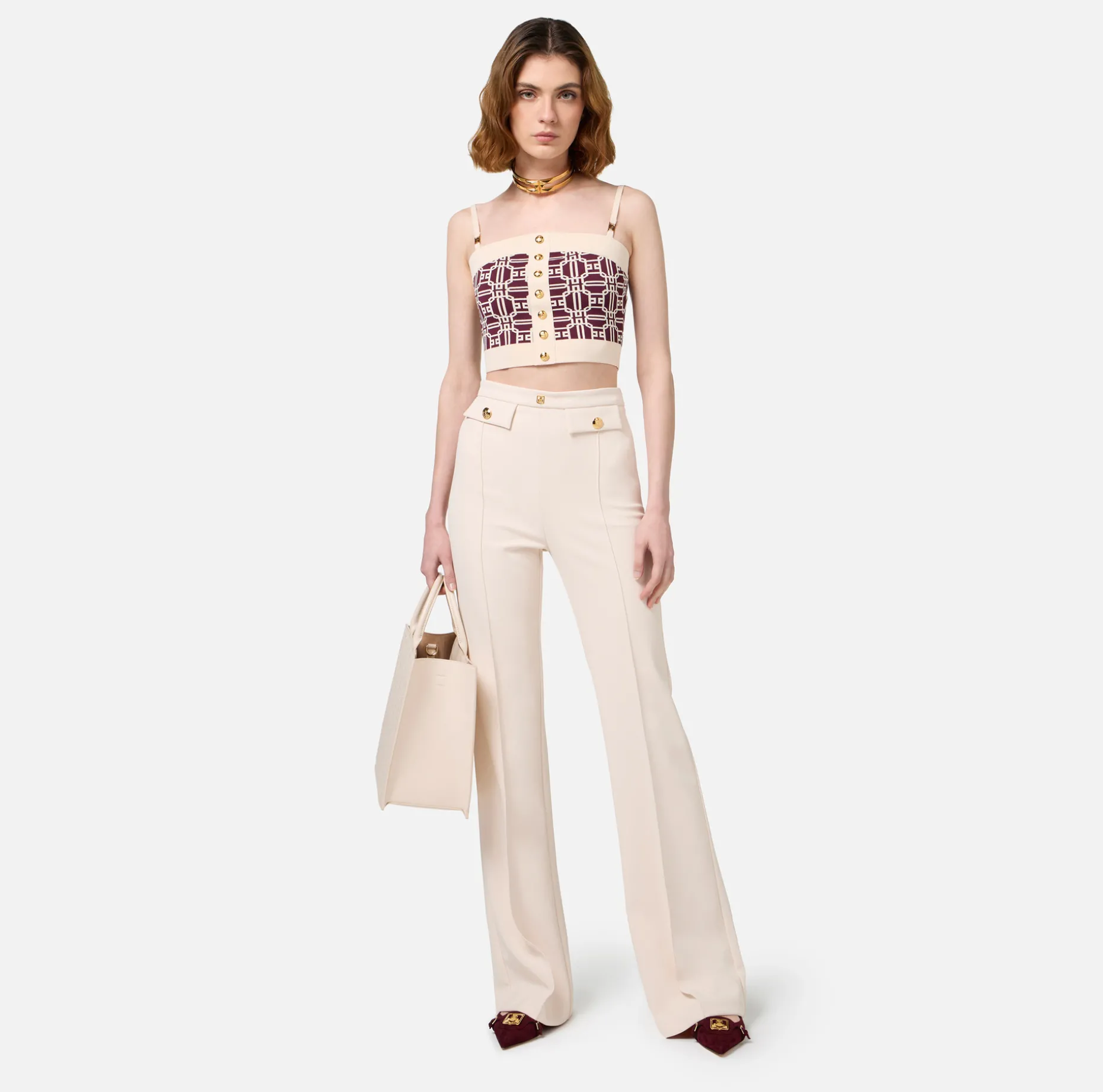 Elisabetta Franchi Top And T-Shirts | Viscose blend jacquard logo top