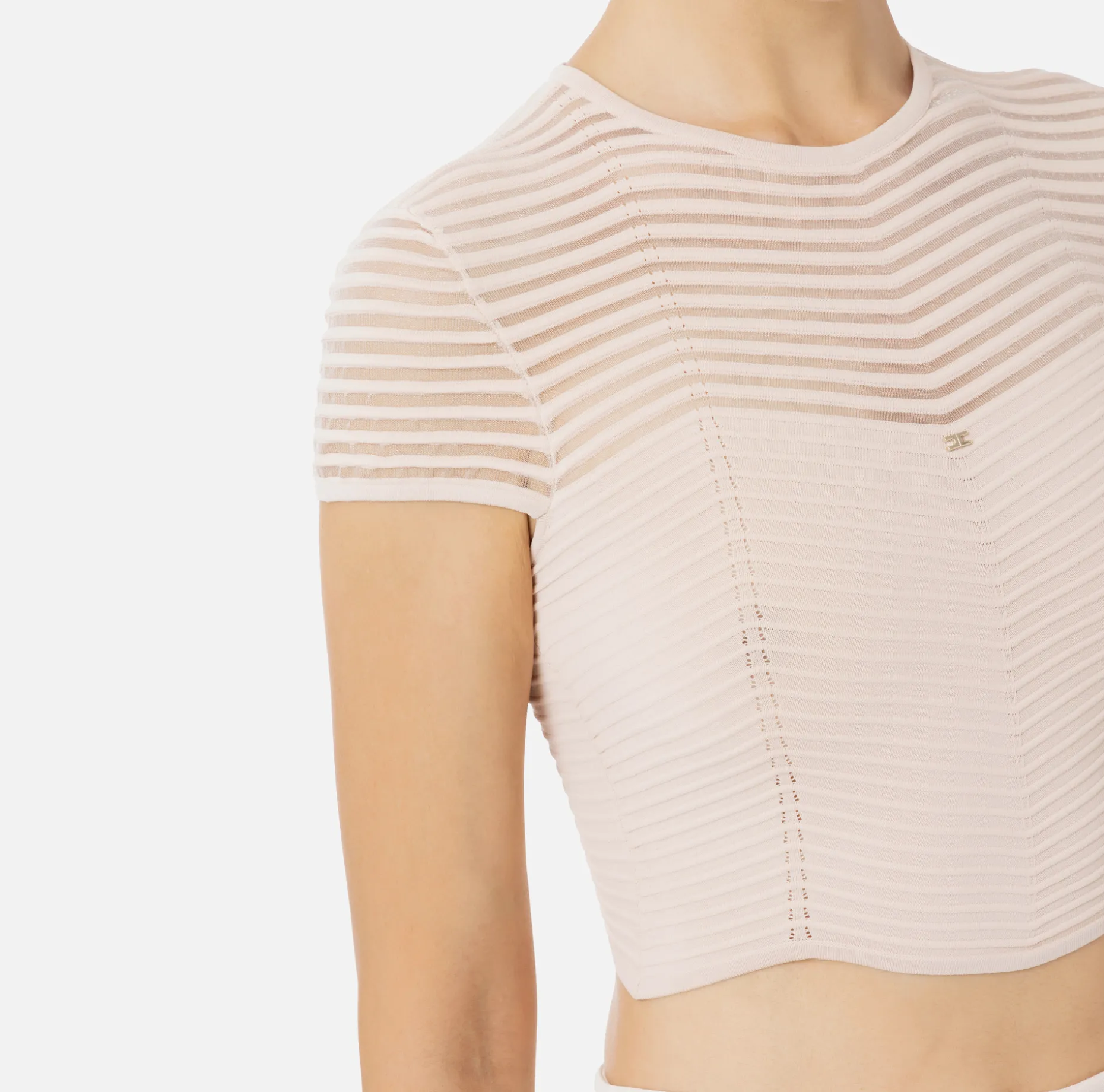 Elisabetta Franchi Top And T-Shirts | Viscose cropped top with herringbone pattern