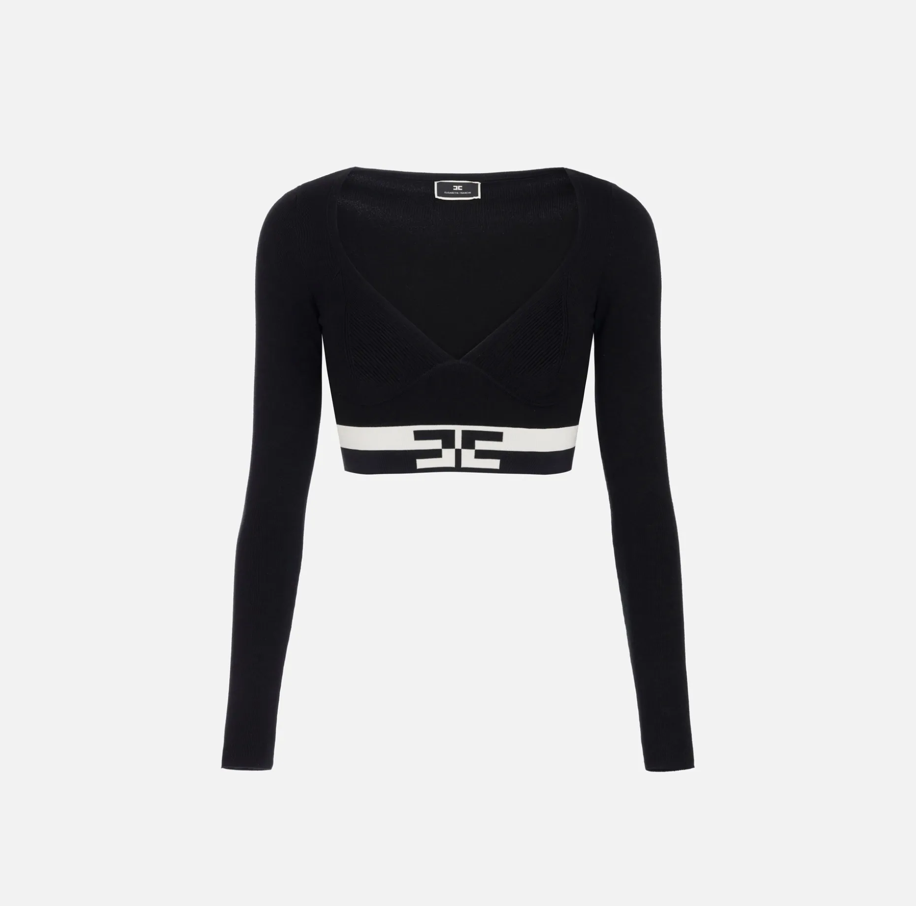 Elisabetta Franchi Knitwear And Sweatshirts | Viscose cropped top with logo bands