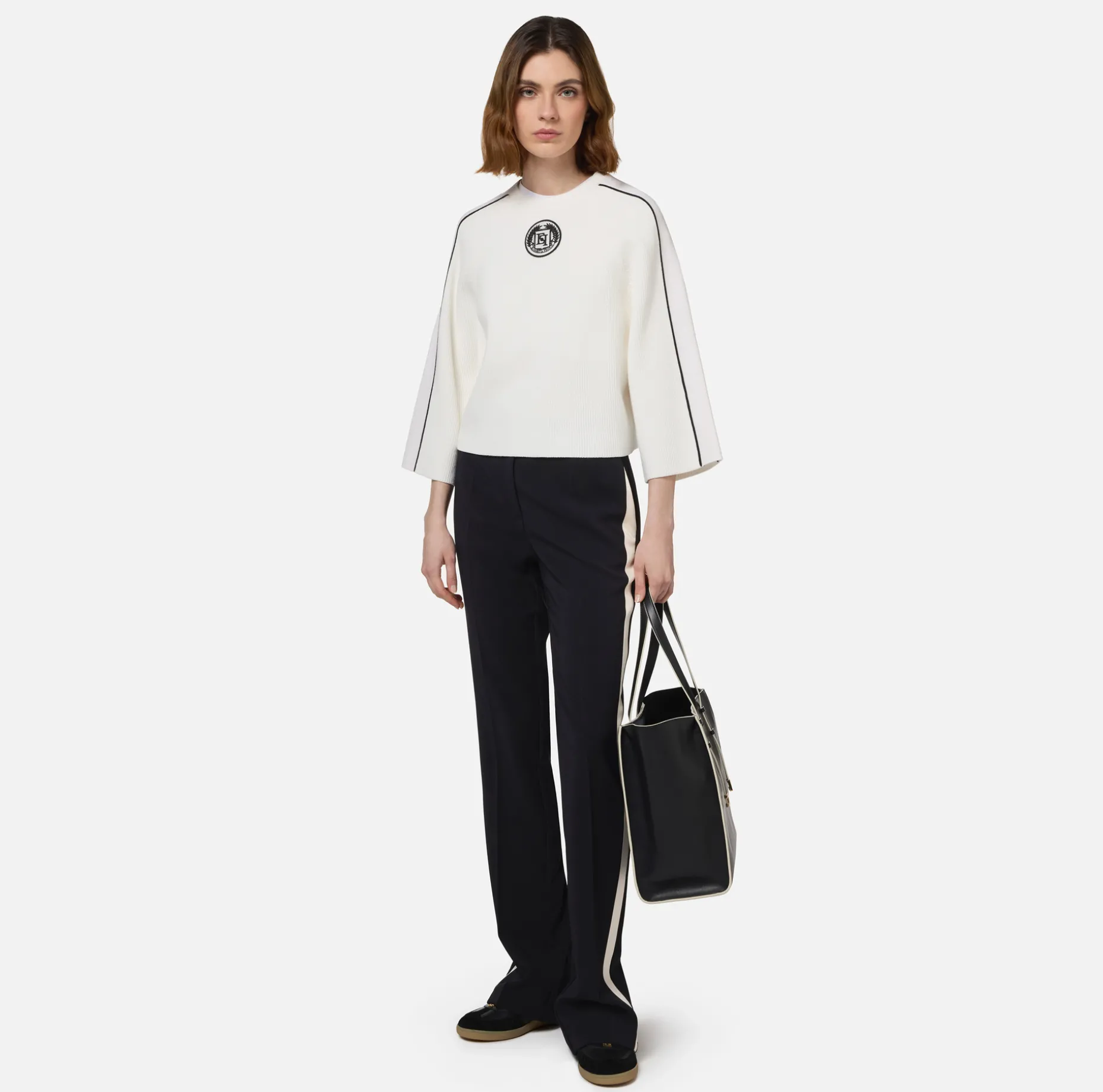 Elisabetta Franchi Knitwear And Sweatshirts | Viscose cropped top with logo patch