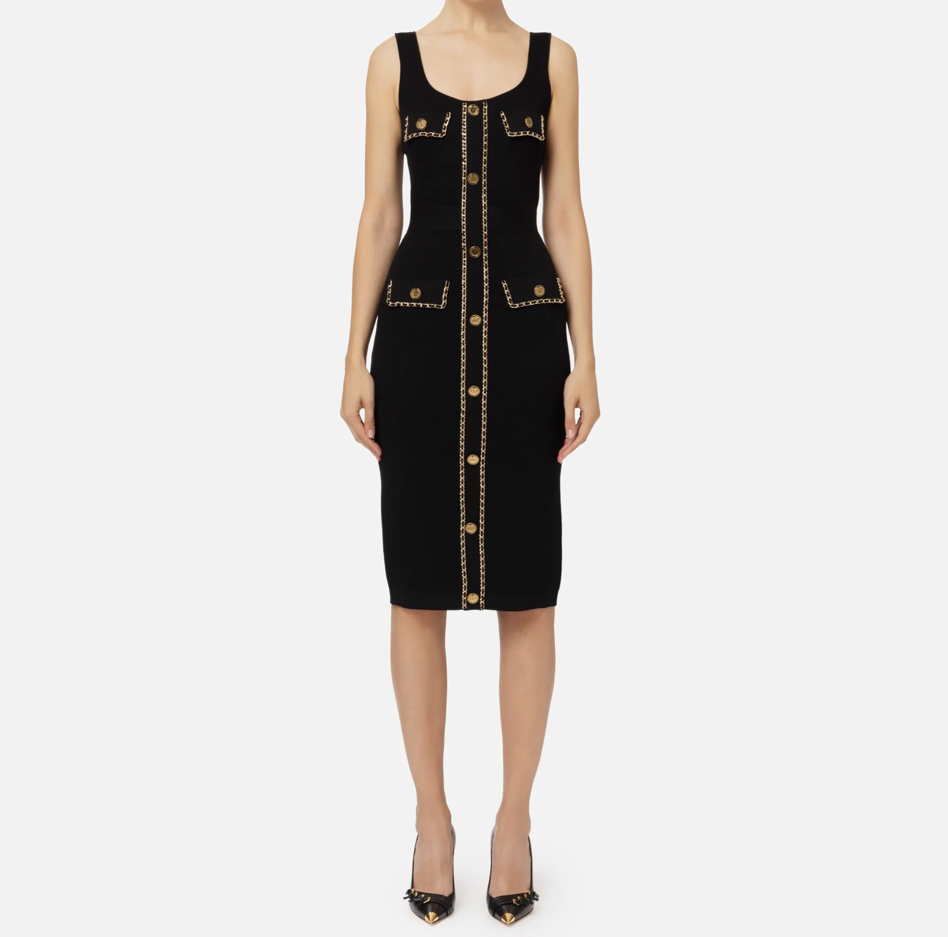 Elisabetta Franchi Midi Dresses | Knitted Dresses | Viscose midi dress with chain