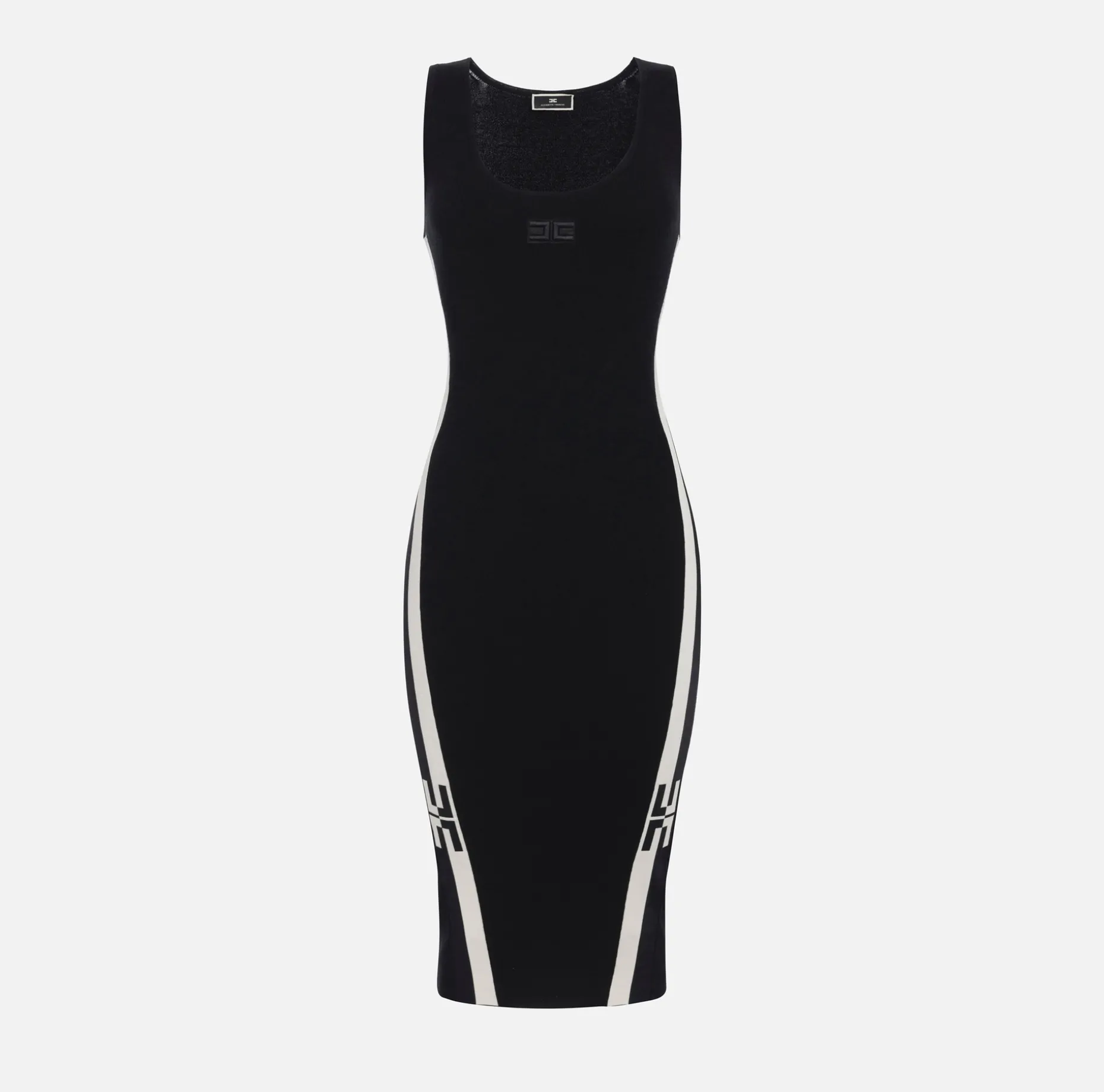 Elisabetta Franchi Midi Dresses | Knitted Dresses | Viscose midi dress with logo bands