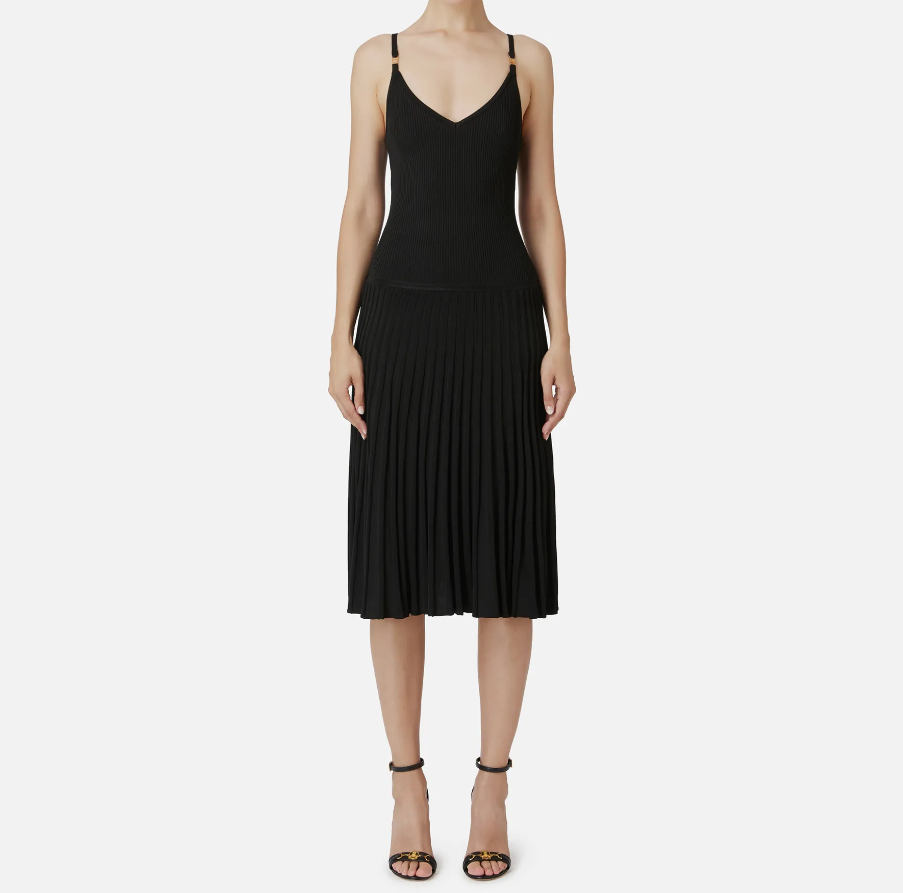 Elisabetta Franchi Midi Dresses | Knitted Dresses | Viscose midi dress with pleated effect