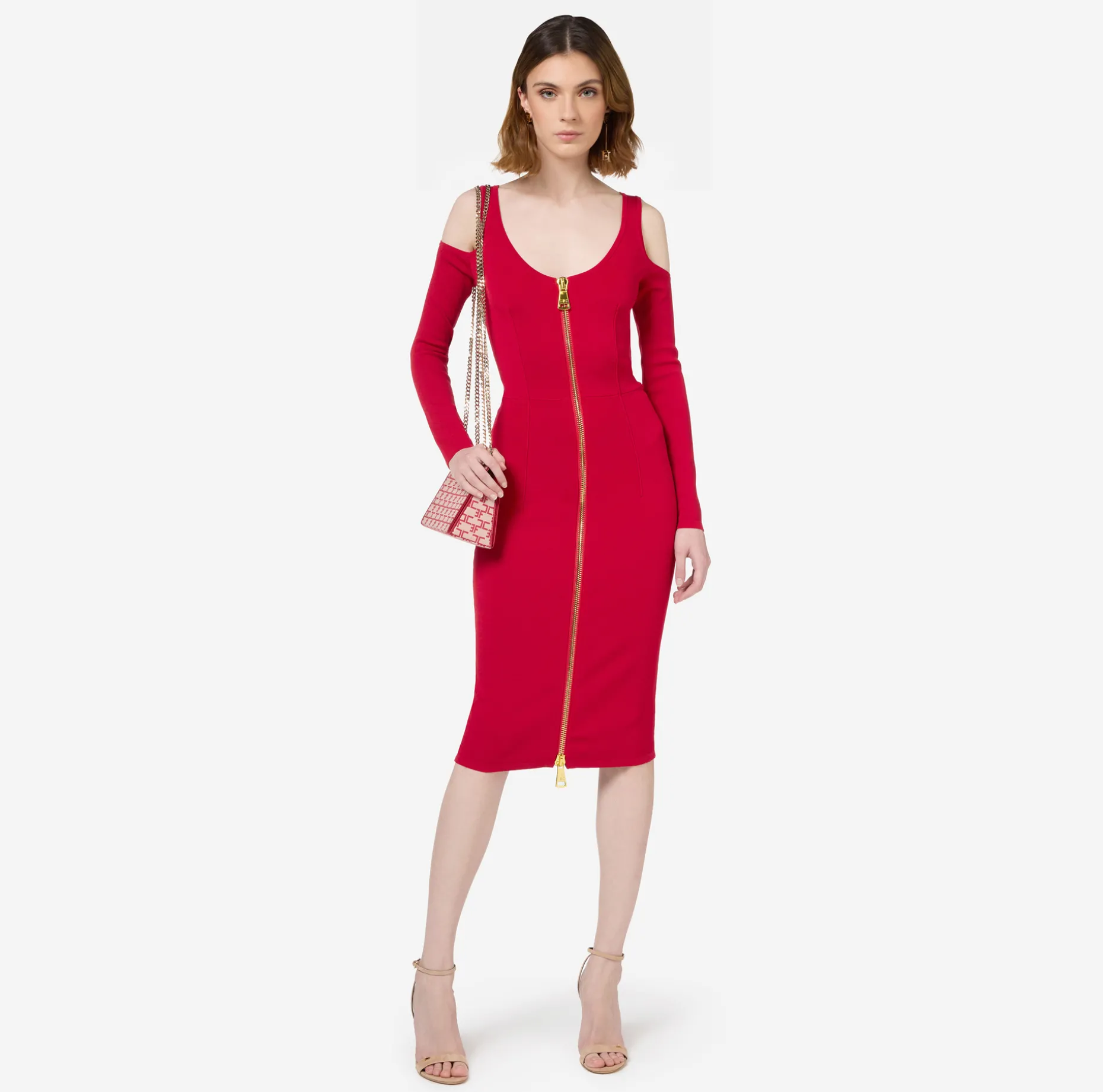 Elisabetta Franchi Midi Dresses | Knitted Dresses | Viscose midi dress with zip