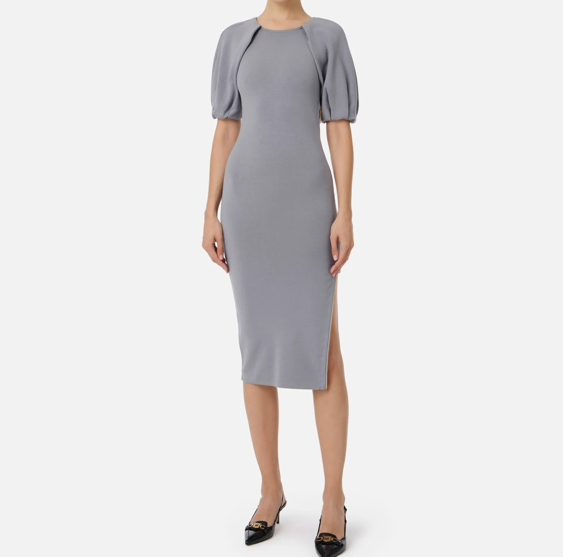 Elisabetta Franchi Knitted Dresses | Midi Dresses | Viscose midi dress with zip detail