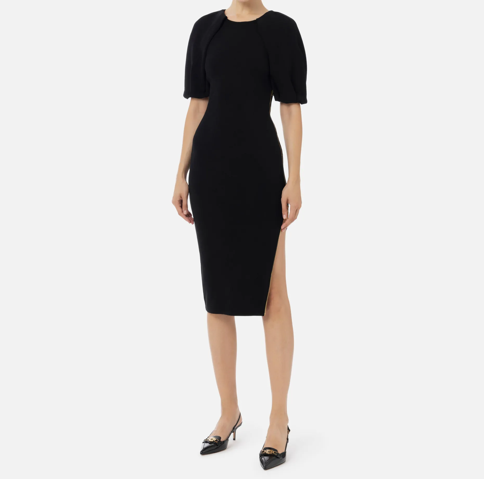 Elisabetta Franchi Knitted Dresses | Midi Dresses | Viscose midi dress with zip detail