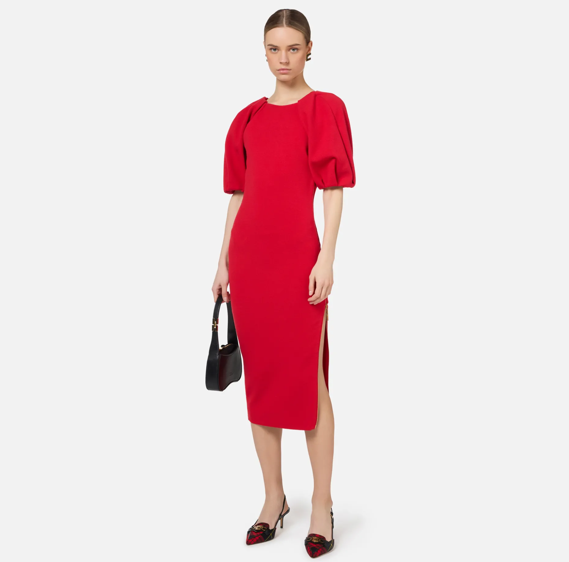 Elisabetta Franchi Knitted Dresses | Midi Dresses | Viscose midi dress with zip detail