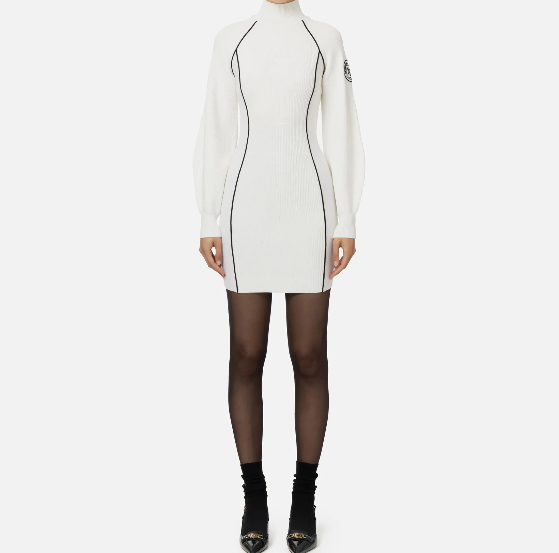 Elisabetta Franchi Mini Dresses | Knitted Dresses | Viscose mini-dress with logo patch