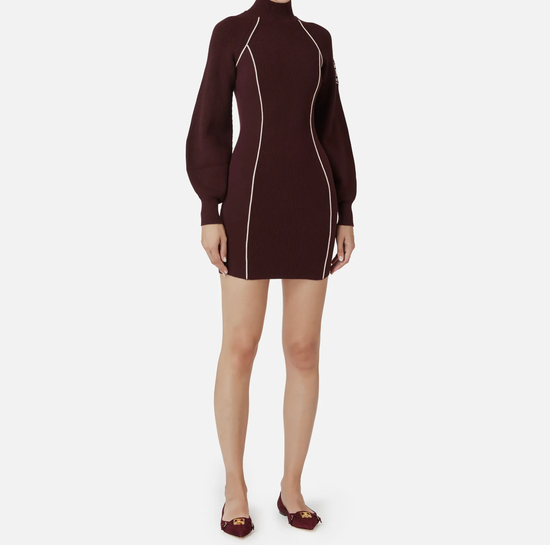 Elisabetta Franchi Mini Dresses | Knitted Dresses | Viscose mini-dress with logo patch