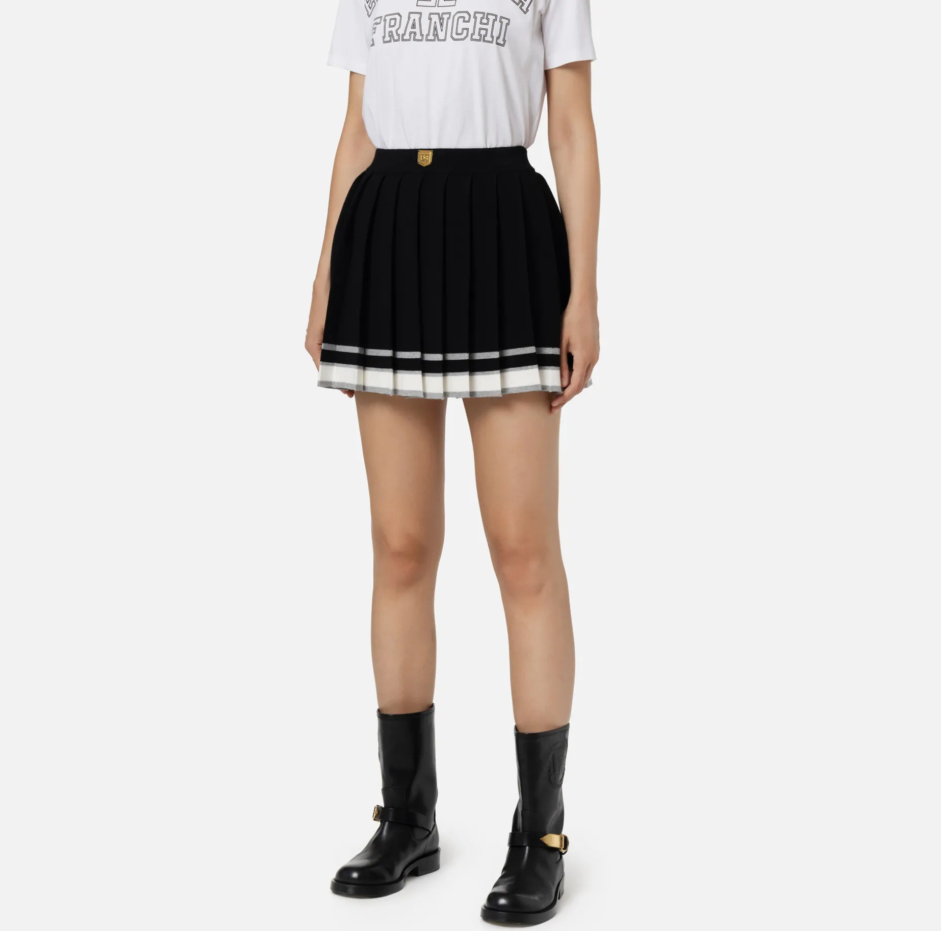 Elisabetta Franchi Skirts | Viscose pleated miniskirt with a college-style look