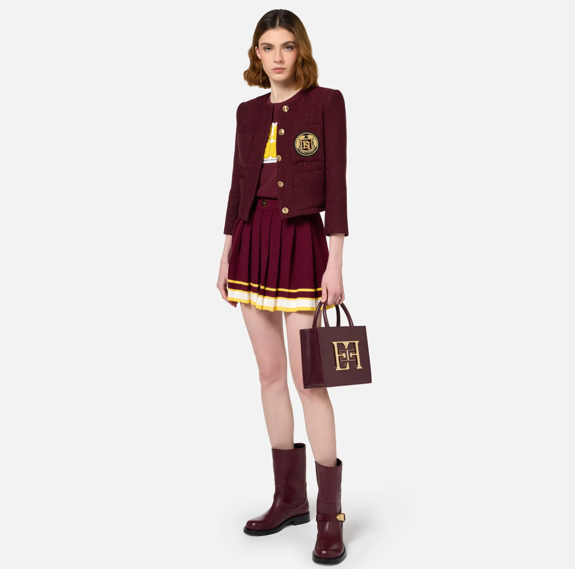 Elisabetta Franchi Skirts | Viscose pleated miniskirt with a college-style look