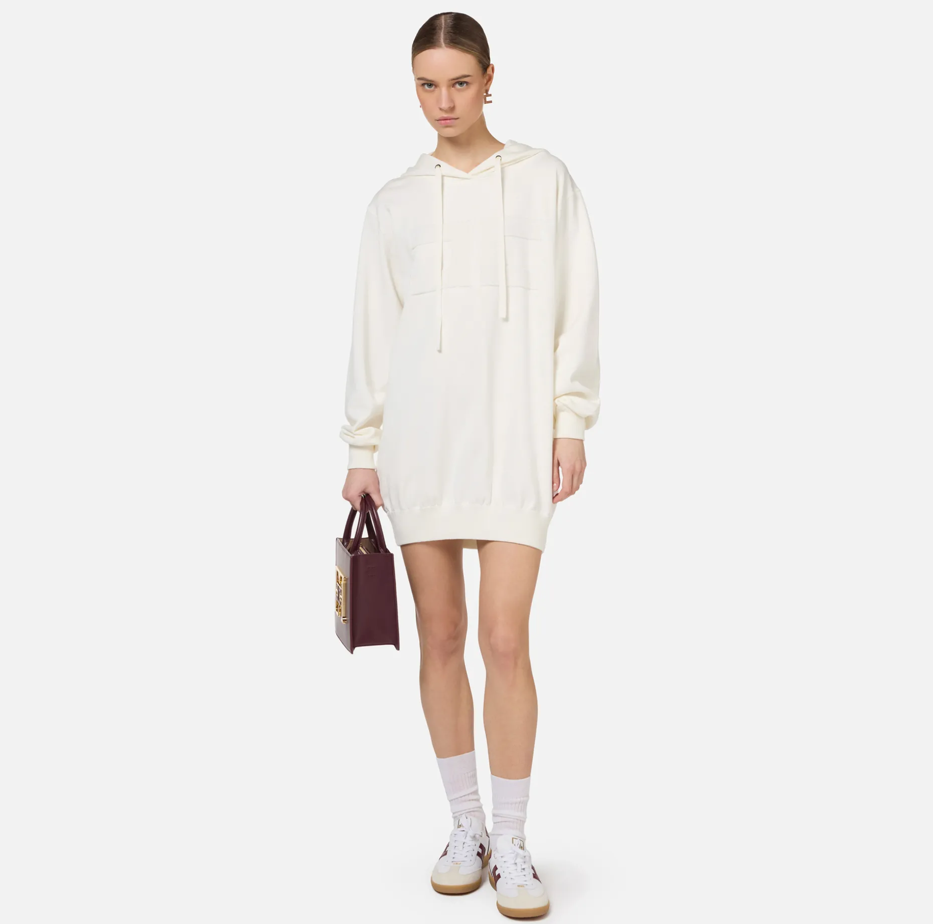 Elisabetta Franchi Mini Dresses | Knitted Dresses | Viscose sweatshirt dress with logo embroidery