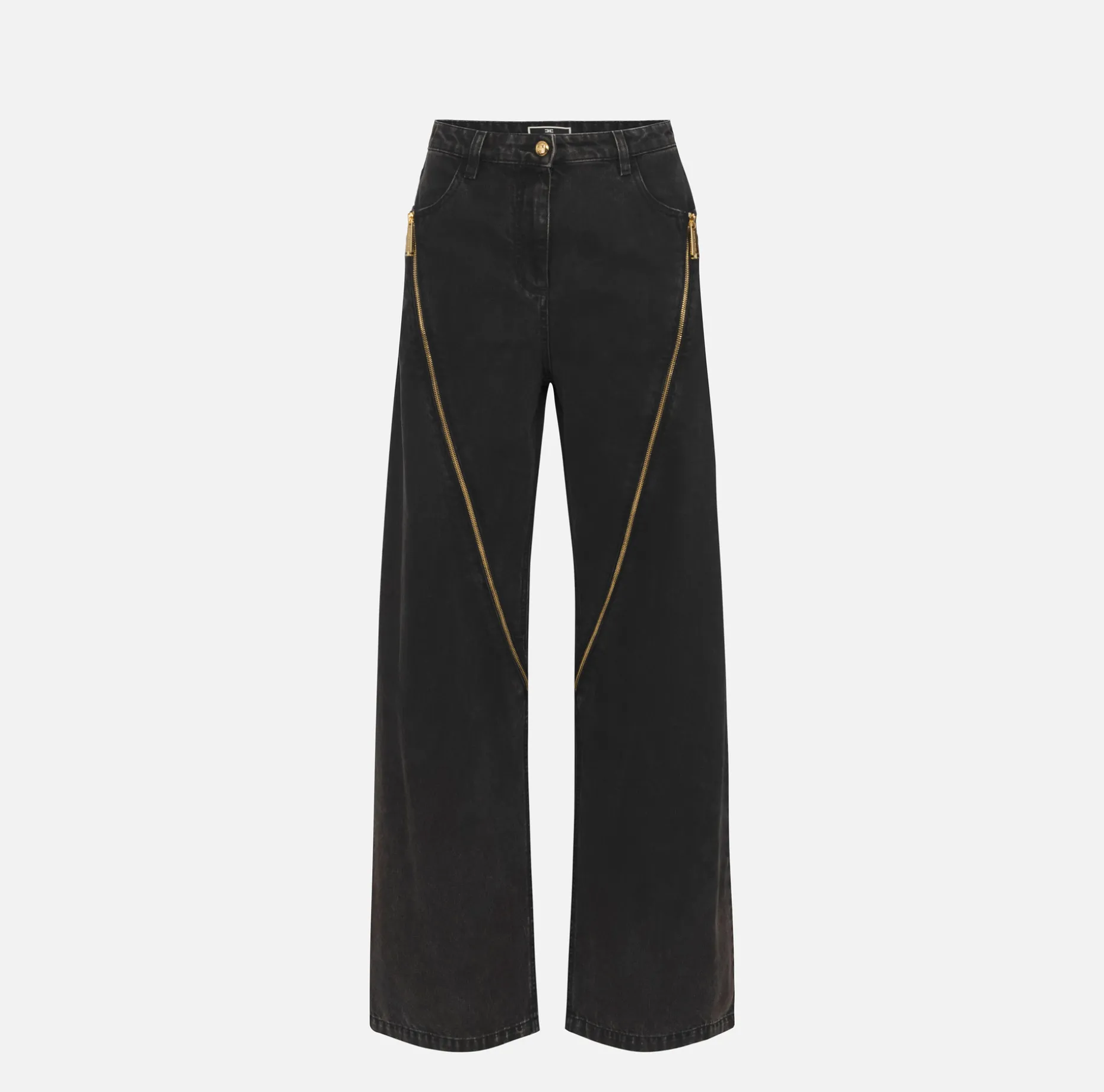 Elisabetta Franchi Jeans | Wide leg cotton jeans with zip