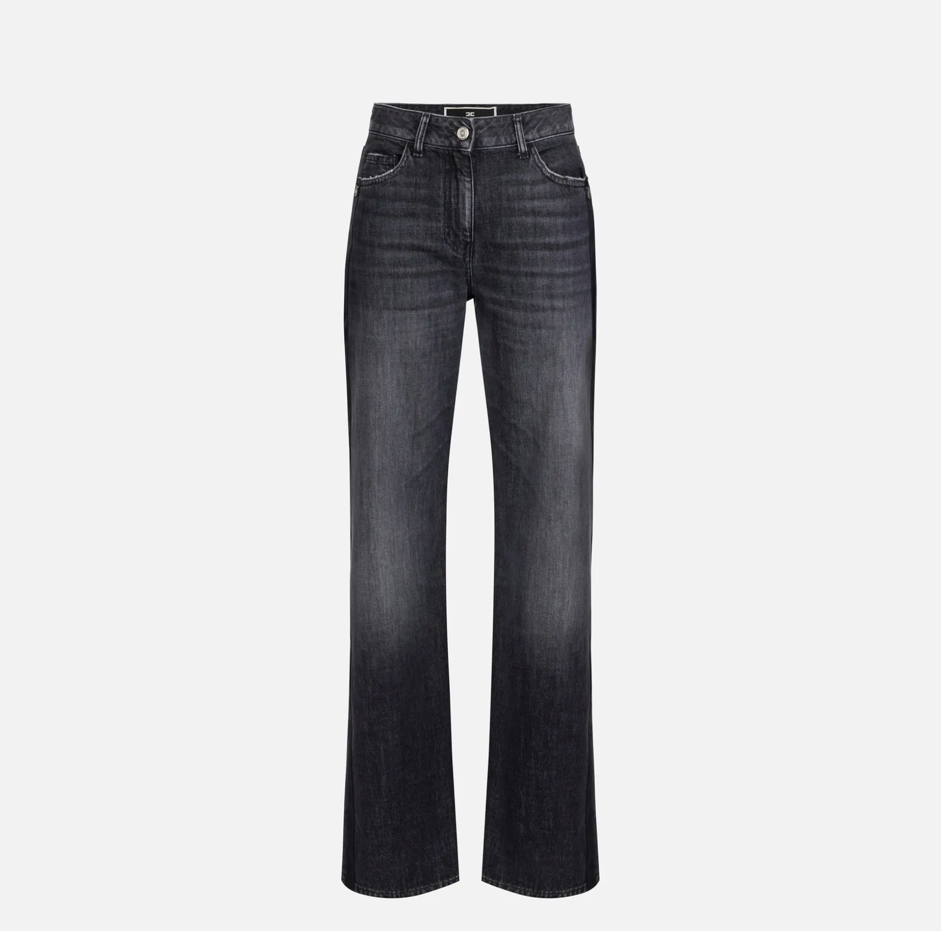 Elisabetta Franchi Jeans | Wide leg organic cotton jeans with satin bands