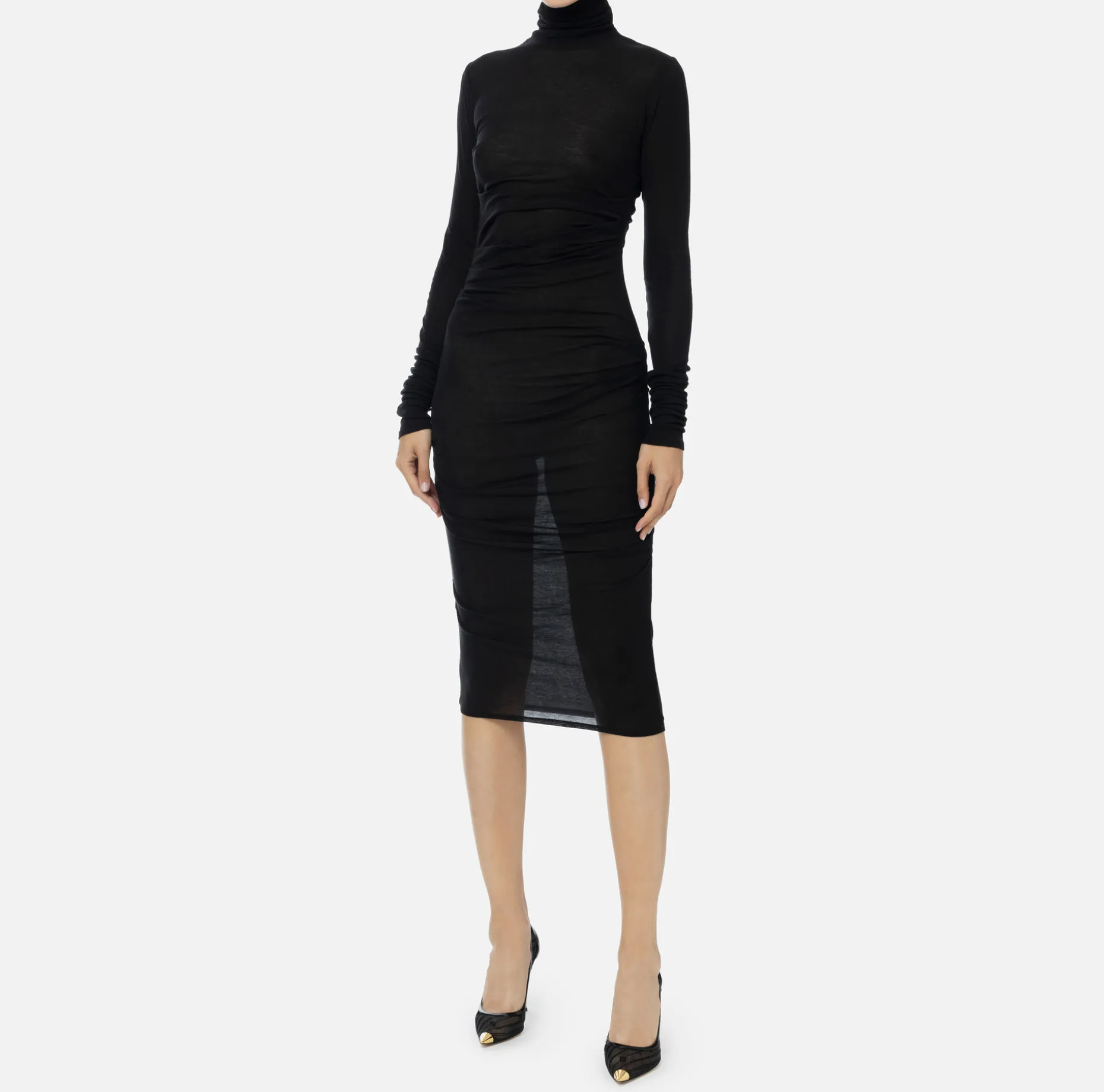 Elisabetta Franchi Midi Dresses | Dresses | Wool and jersey midi dress with logo