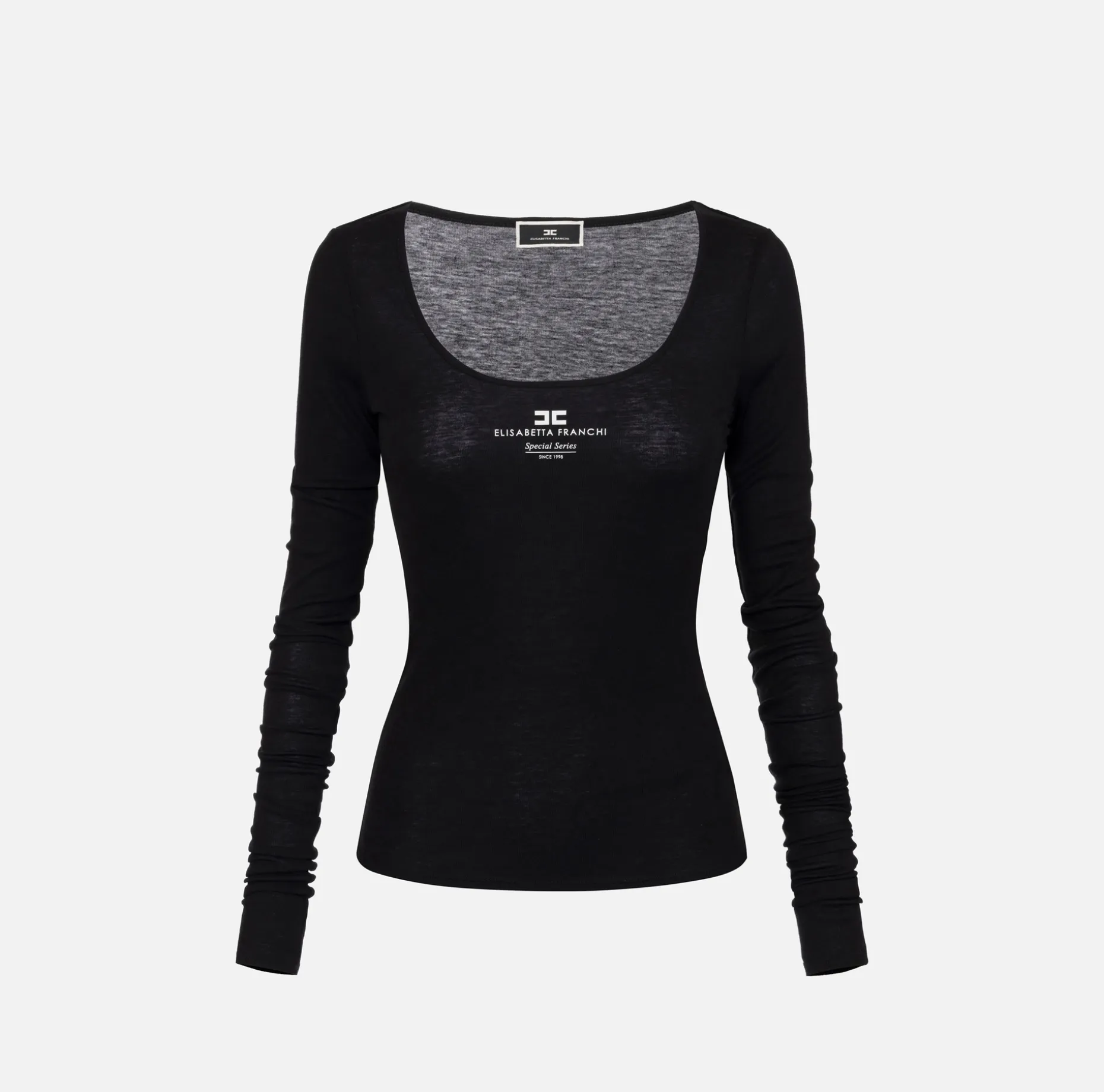 Elisabetta Franchi Top And T-Shirts | Wool and jersey top with logo