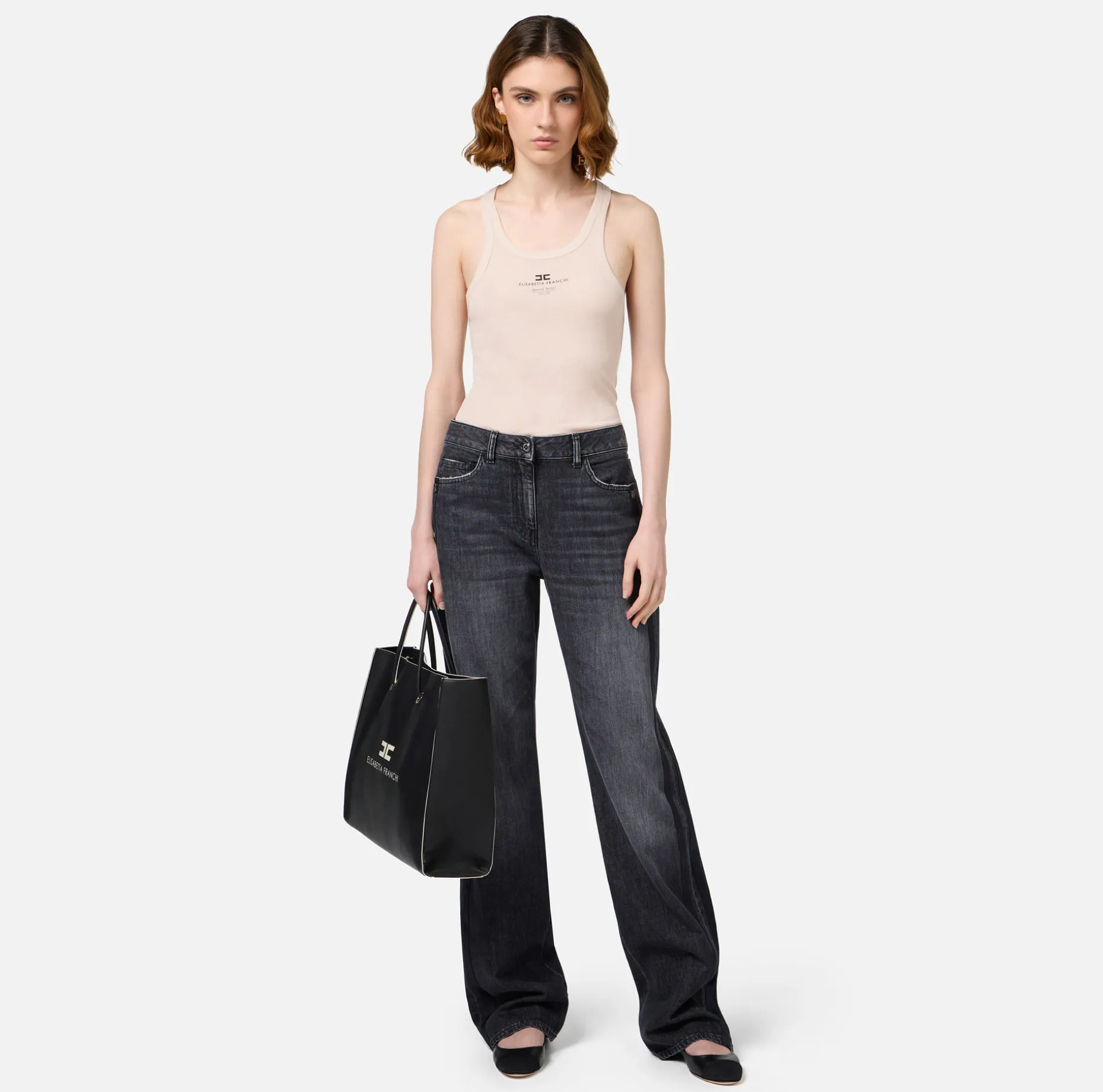 Elisabetta Franchi Top And T-Shirts | Wool and jersey top with logo