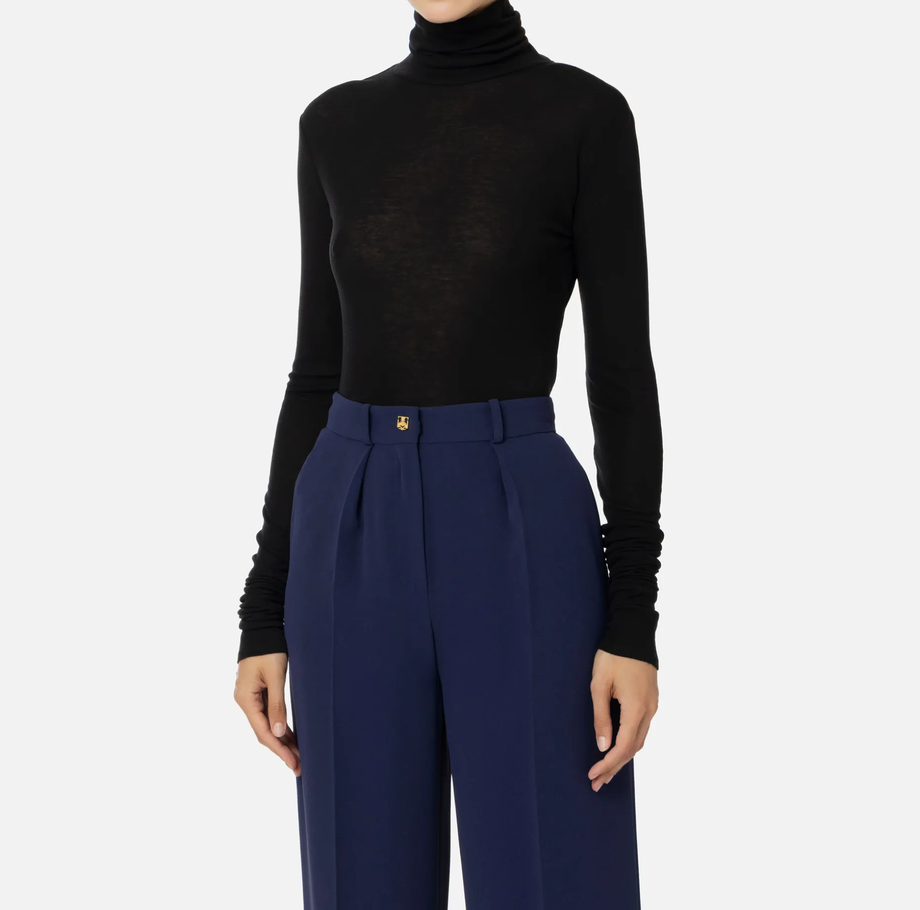 Elisabetta Franchi Top And T-Shirts | Wool and jersey turtleneck with logo