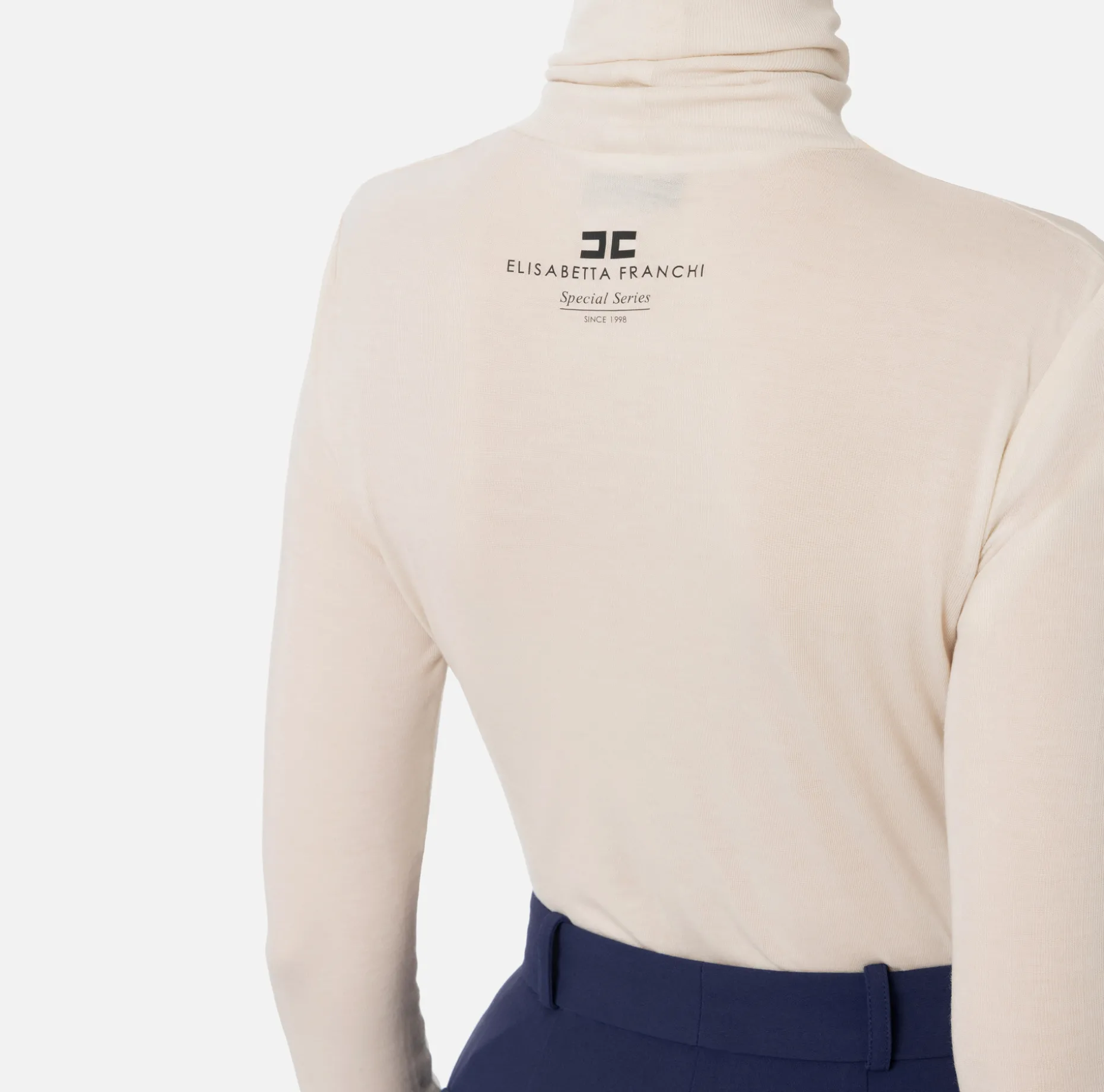 Elisabetta Franchi Top And T-Shirts | Wool and jersey turtleneck with logo